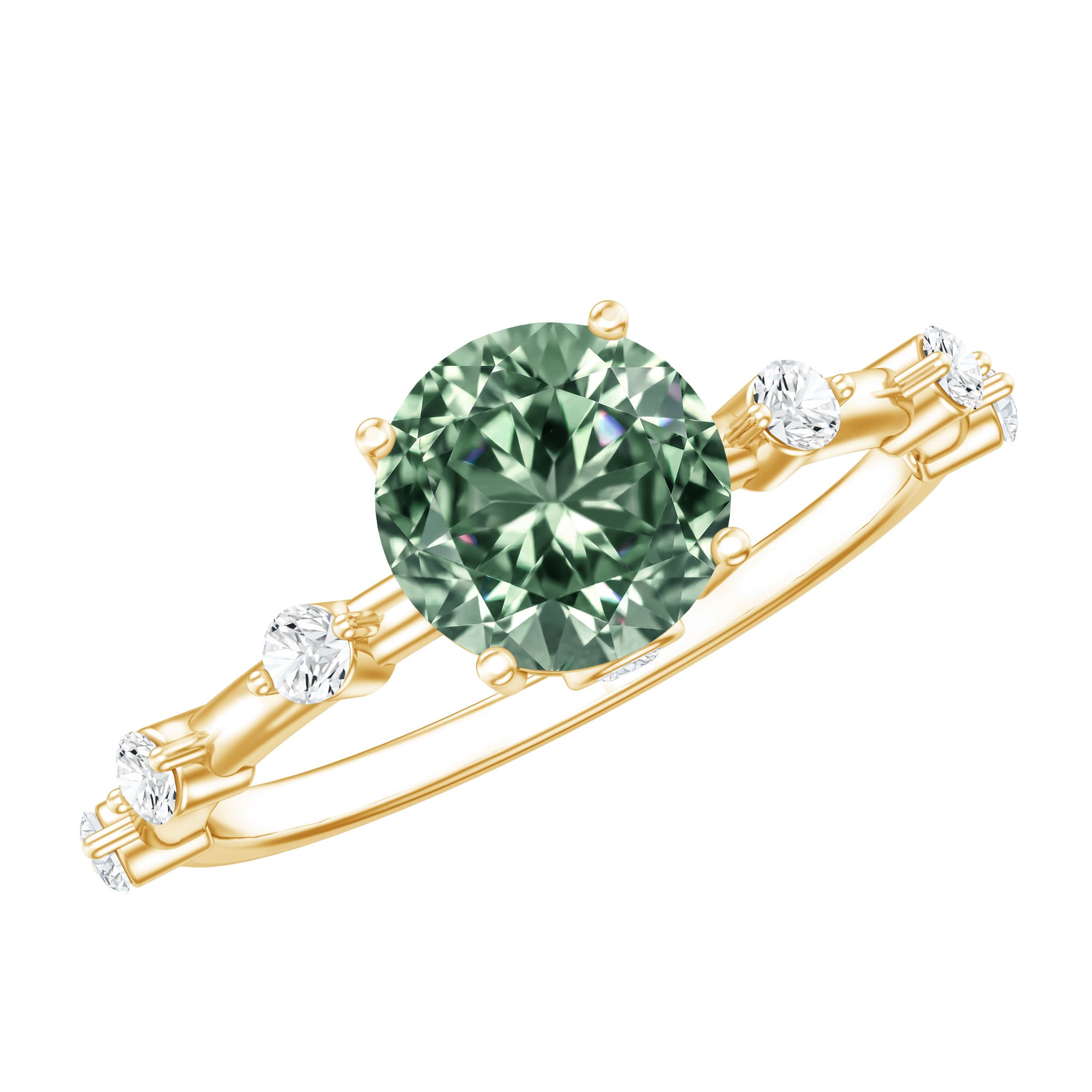 1 Carat Lab Grown Green Diamond Solitaire Engagement Ring IGI Certified Vivid Green - VS1 - Rosec Jewels