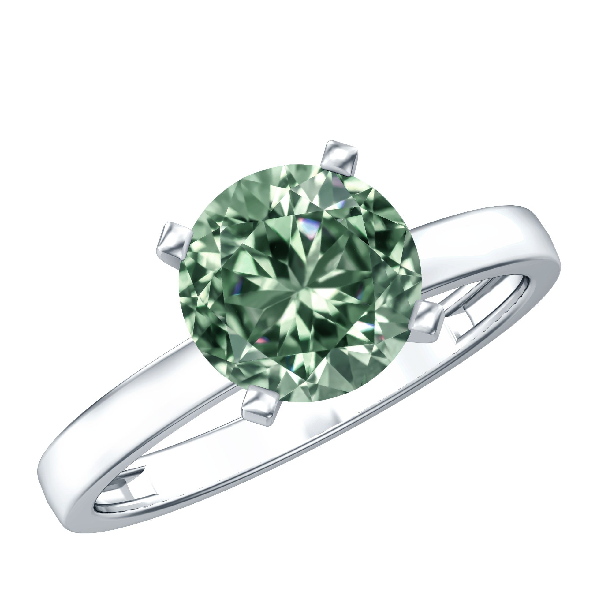 IGI Certified 2 Carat Lab Grown Green Diamond Solitaire Engagement Ring in Peg Head Setting Vivid Green - VS1 - Rosec Jewels