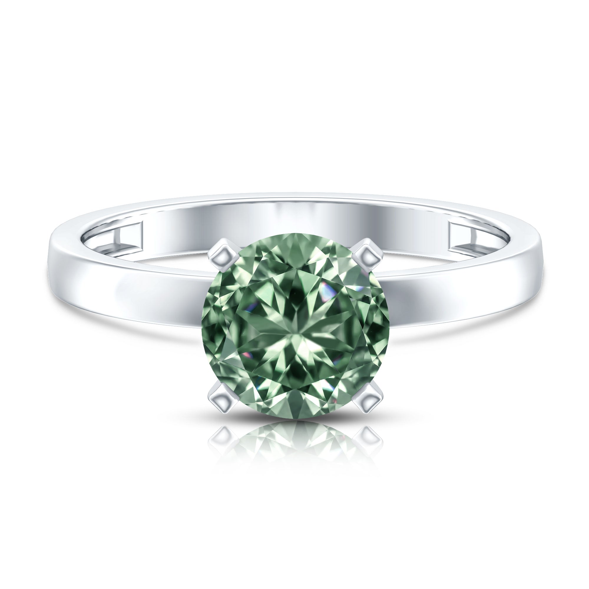 IGI Certified 2 Carat Lab Grown Green Diamond Solitaire Engagement Ring in Peg Head Setting Vivid Green - VS1 - Rosec Jewels