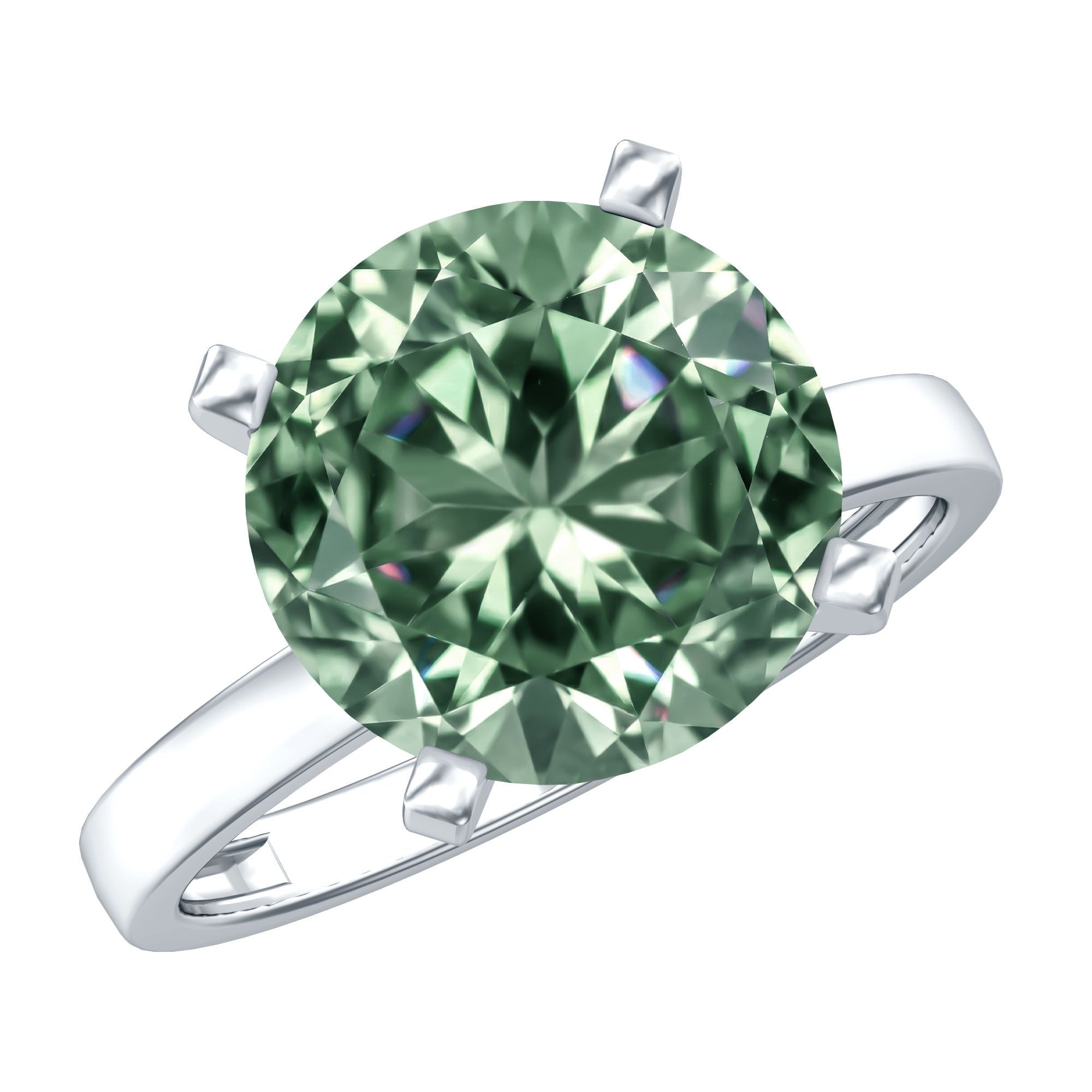 Huge 5 Carat Lab Grown Green Diamond Solitaire Engagement Ring with IGI Certificate Vivid Green - VS1 - Rosec Jewels