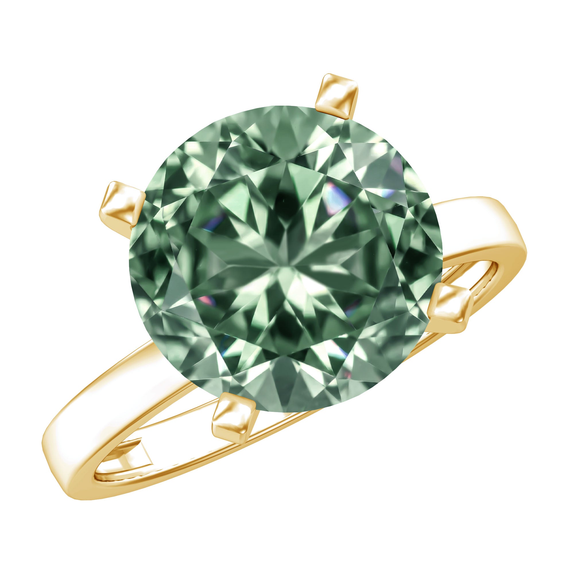Huge 5 Carat Lab Grown Green Diamond Solitaire Engagement Ring with IGI Certificate Vivid Green - VS1 - Rosec Jewels