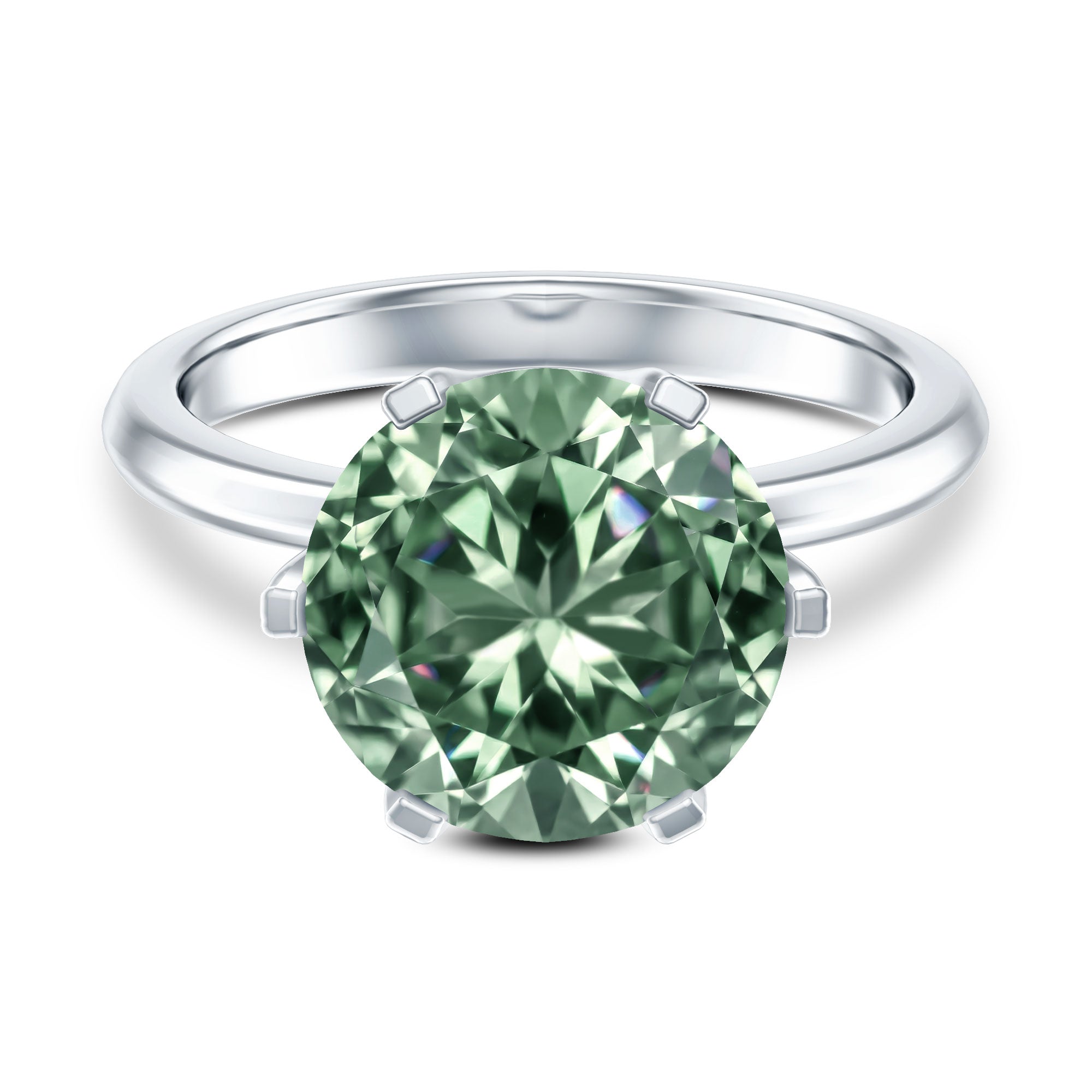 IGI Certified Solitaire Lab Grown Green Diamond Big Engagement Ring 4 Carat Vivid Green - VS1 - Rosec Jewels