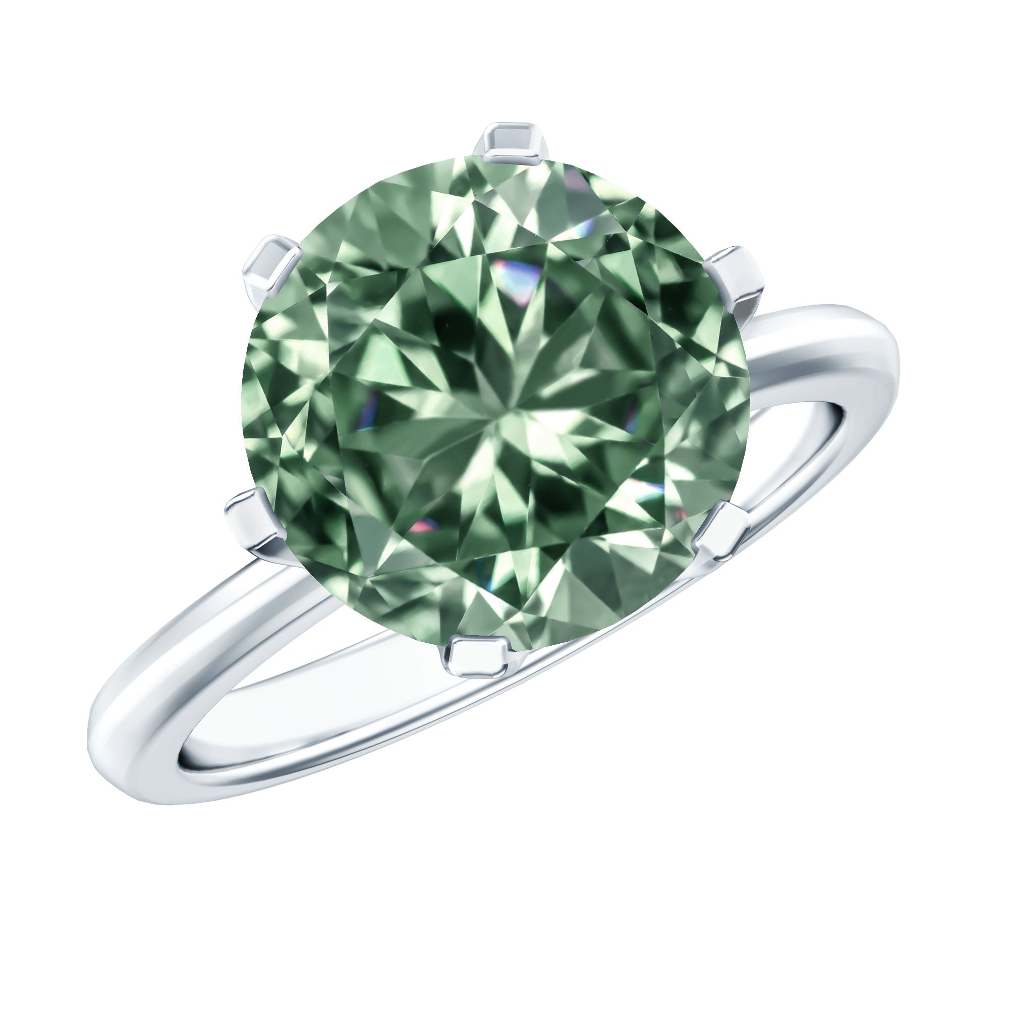 Large 5 Carat Lab Grown Green Diamond Engagement Ring with IGI Certificate Vivid Green - VS1 - Rosec Jewels
