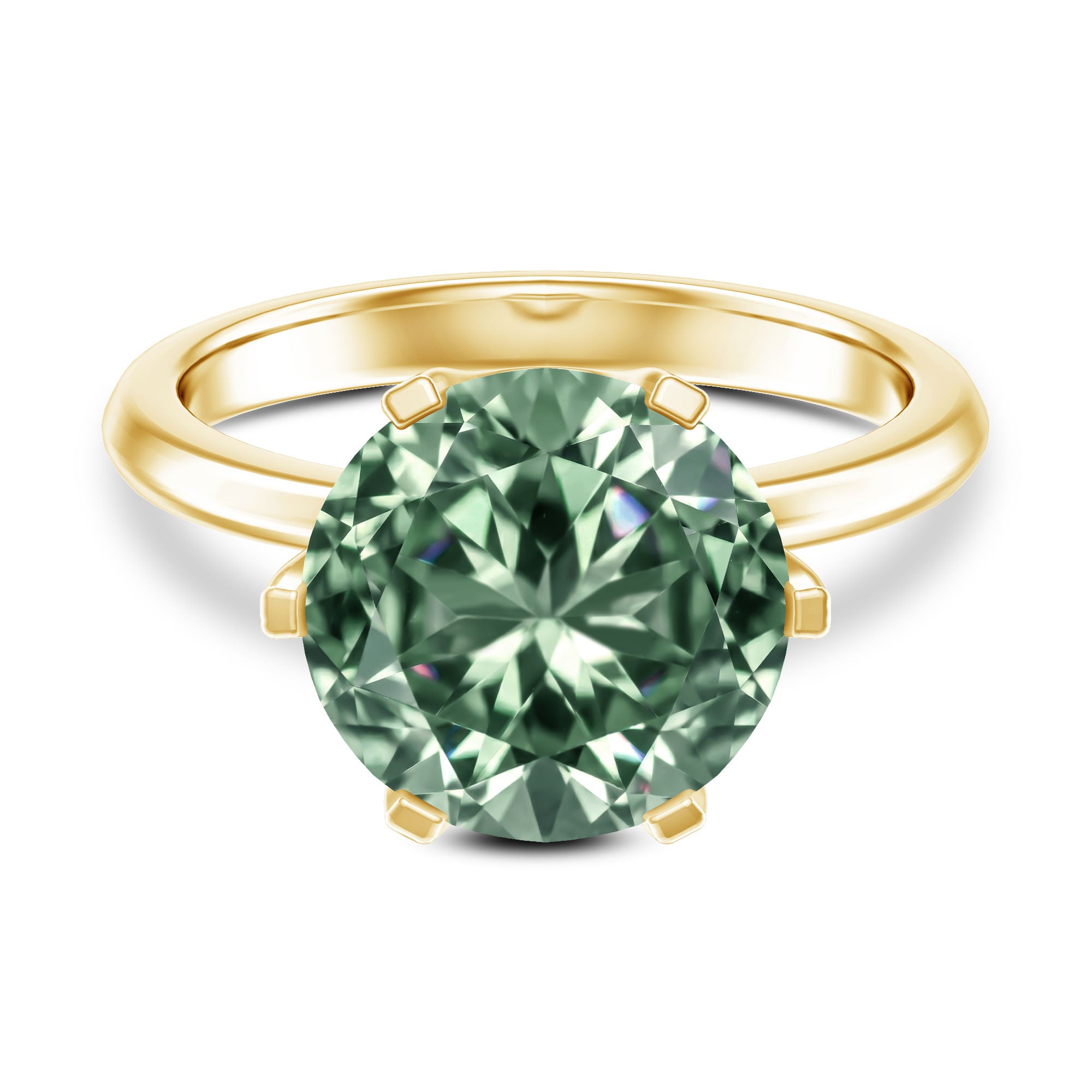 Large 5 Carat Lab Grown Green Diamond Engagement Ring with IGI Certificate Vivid Green - VS1 - Rosec Jewels