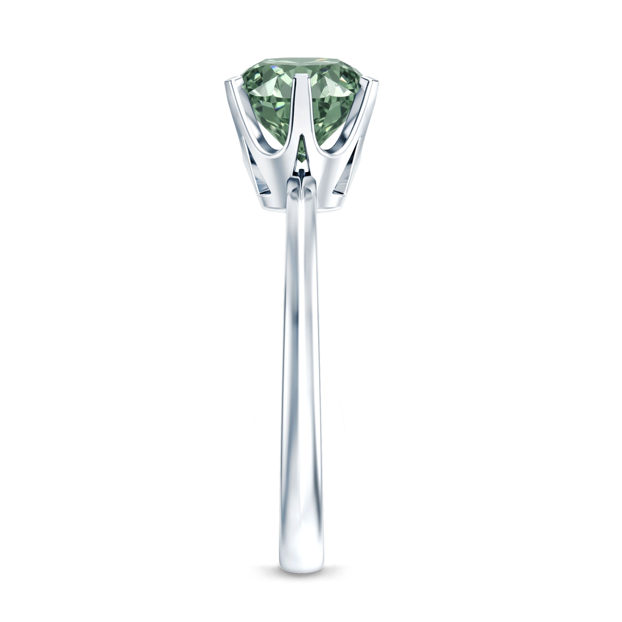 Round Shaped 3 Carat Lab Grown Green Diamond Solitaire Ring with IGI Certificate Vivid Green - VS1 - Rosec Jewels