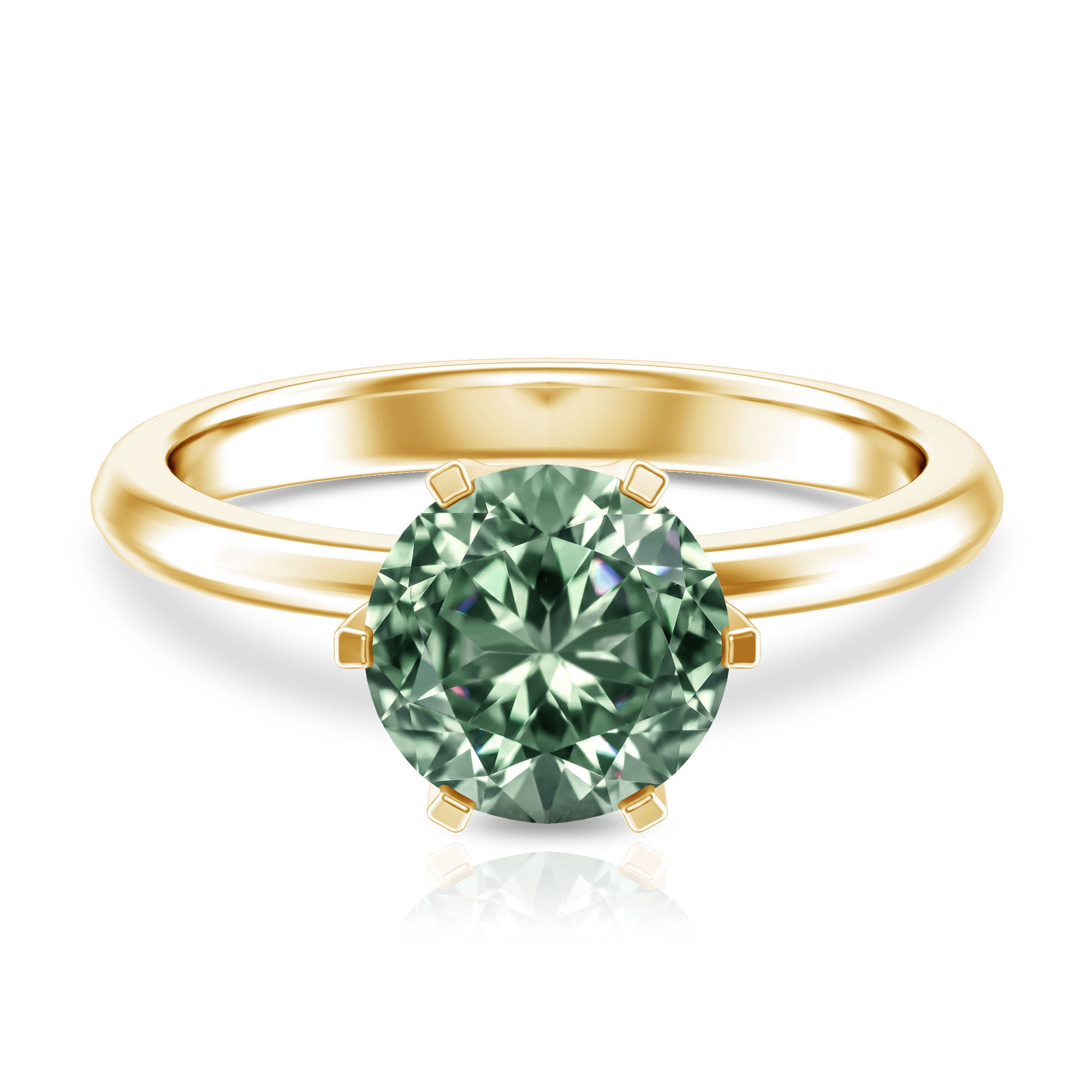 Round Shaped 3 Carat Lab Grown Green Diamond Solitaire Ring with IGI Certificate Vivid Green - VS1 - Rosec Jewels