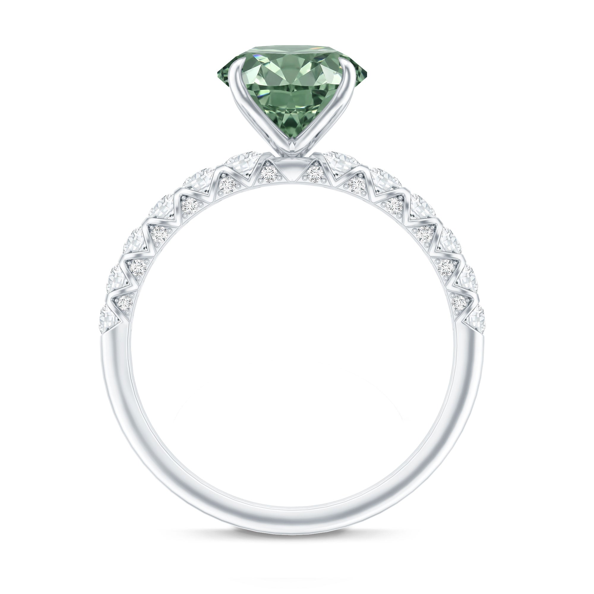 Round 2 Carat Lab Grown Green and White Diamond Engagement Ring with IGI Certificate Vivid Green - VS1 - Rosec Jewels