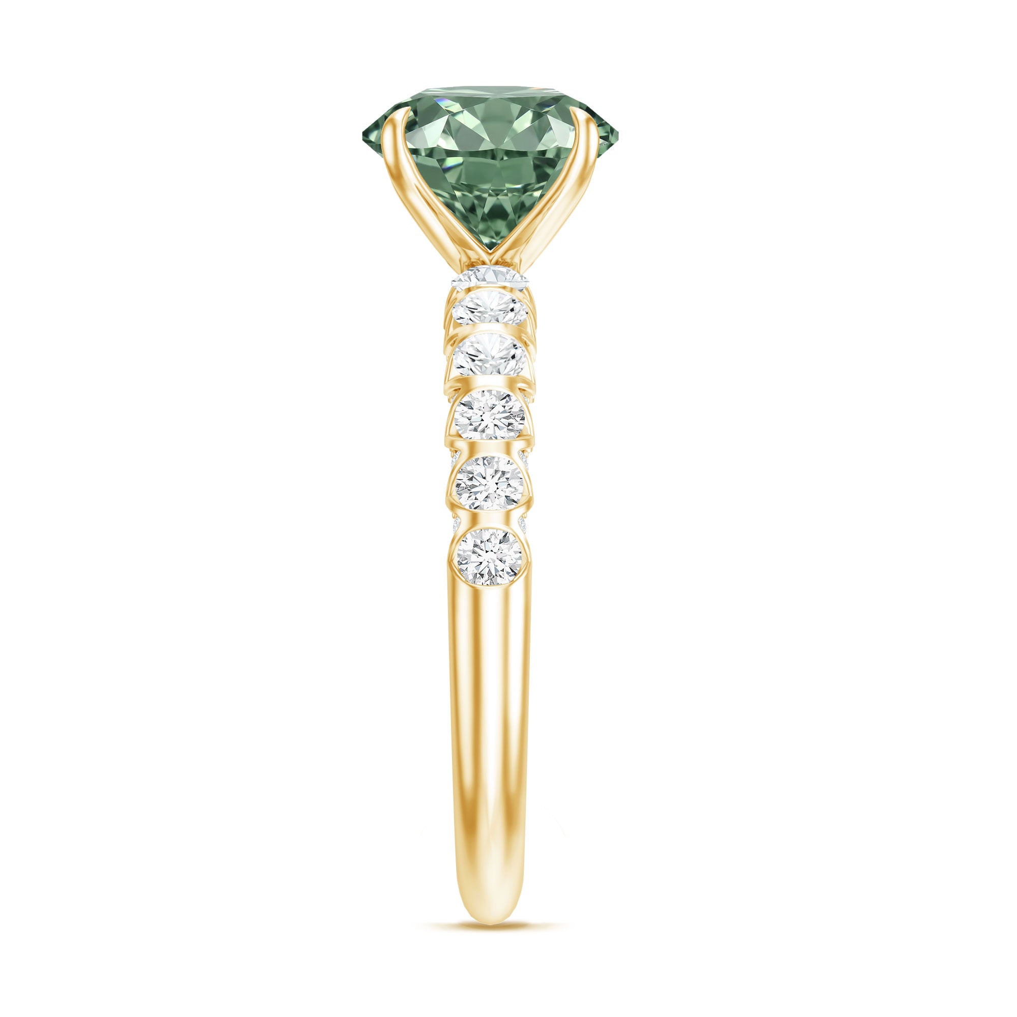 Round 2 Carat Lab Grown Green and White Diamond Engagement Ring with IGI Certificate Vivid Green - VS1 - Rosec Jewels