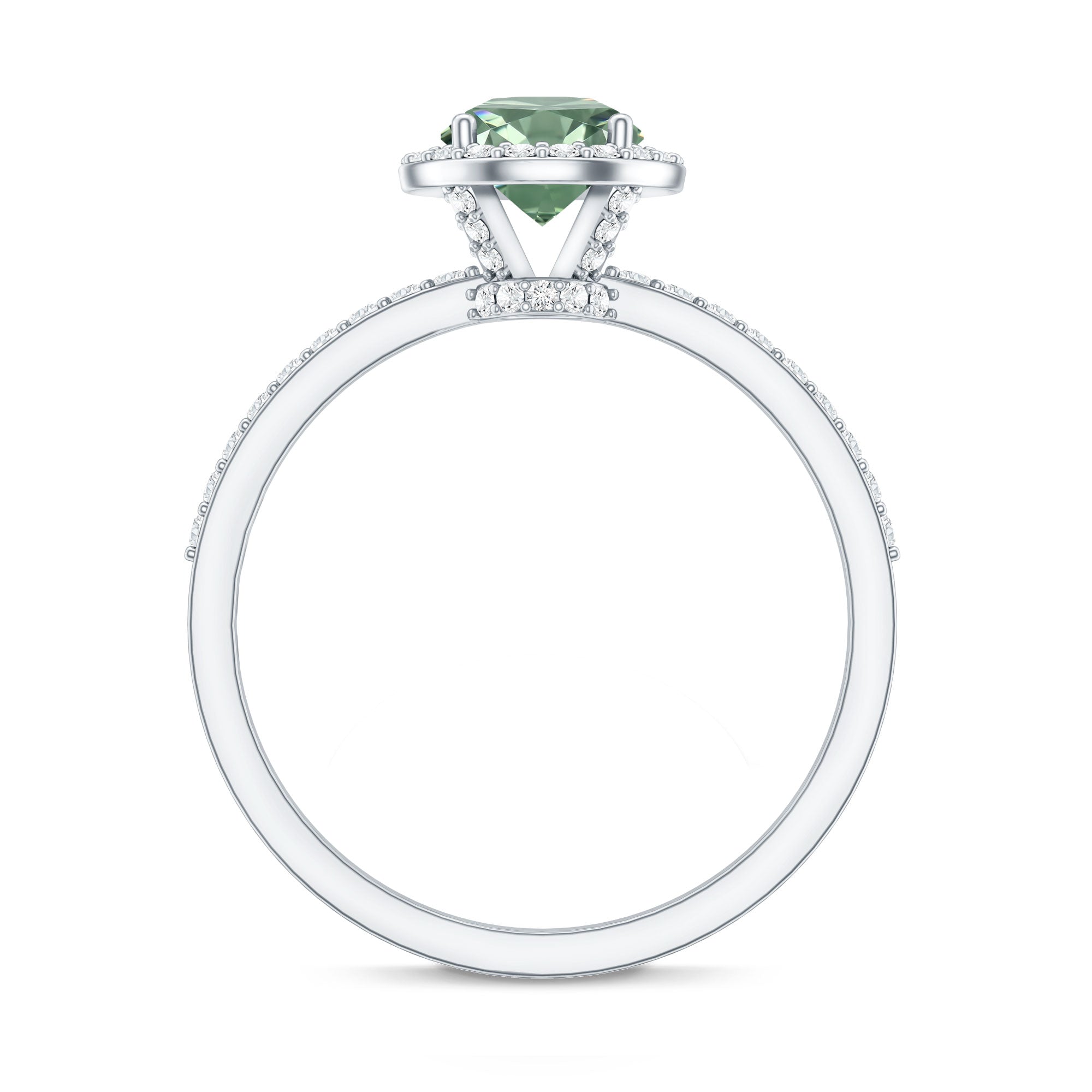 Lab Grown 1 Carat Green Diamond Halo Engagement Ring with IGI Certificate Vivid Green - VS1 - Rosec Jewels