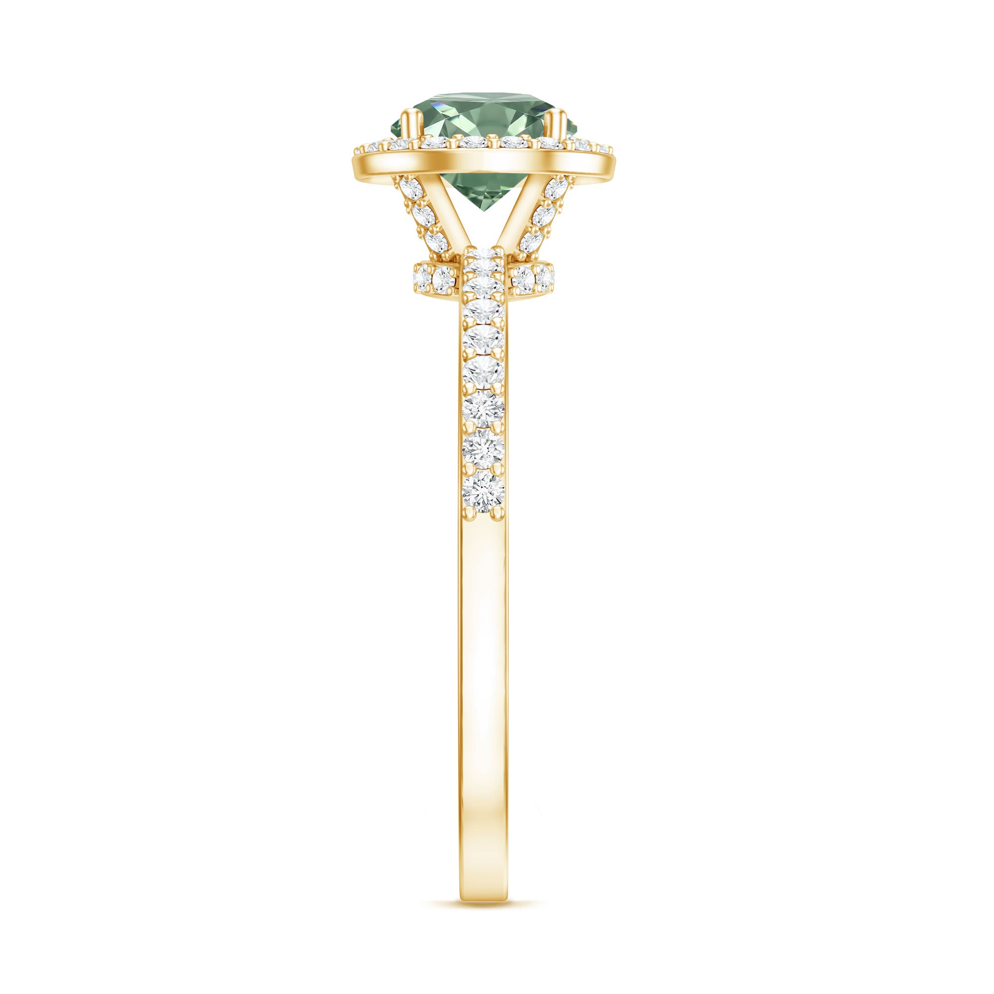 Lab Grown 1 Carat Green Diamond Halo Engagement Ring with IGI Certificate Vivid Green - VS1 - Rosec Jewels