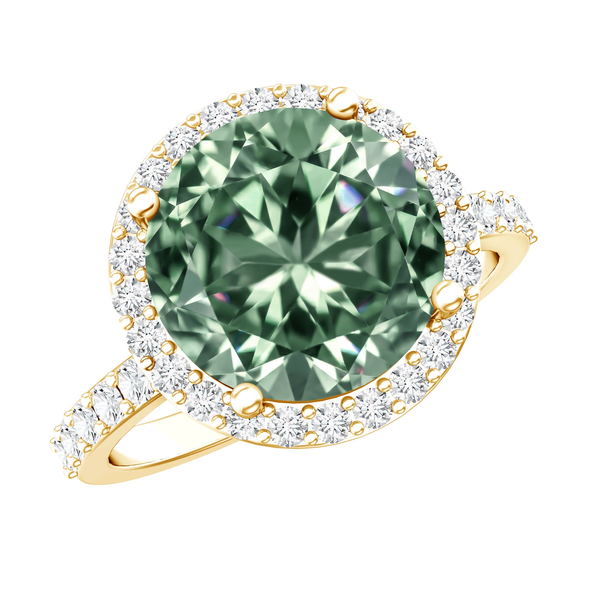 5 Carat Lab Grown Green and White Diamond Huge Engagement Ring with IGI Certificate Vivid Green - VS1 - Rosec Jewels