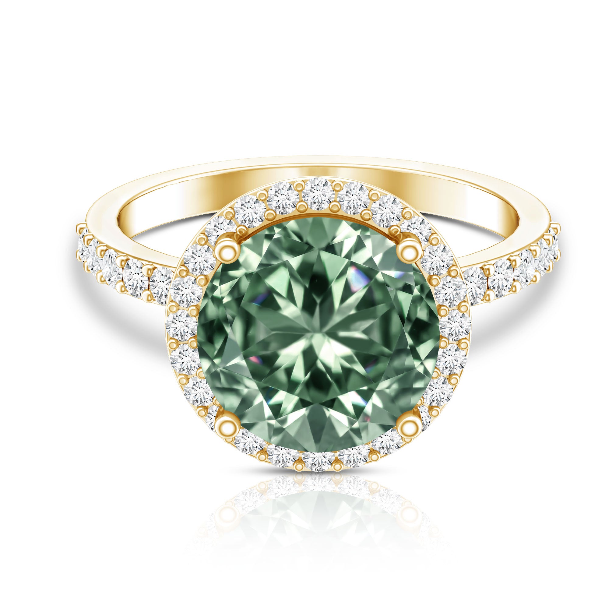 5 Carat Lab Grown Green and White Diamond Huge Engagement Ring with IGI Certificate Vivid Green - VS1 - Rosec Jewels