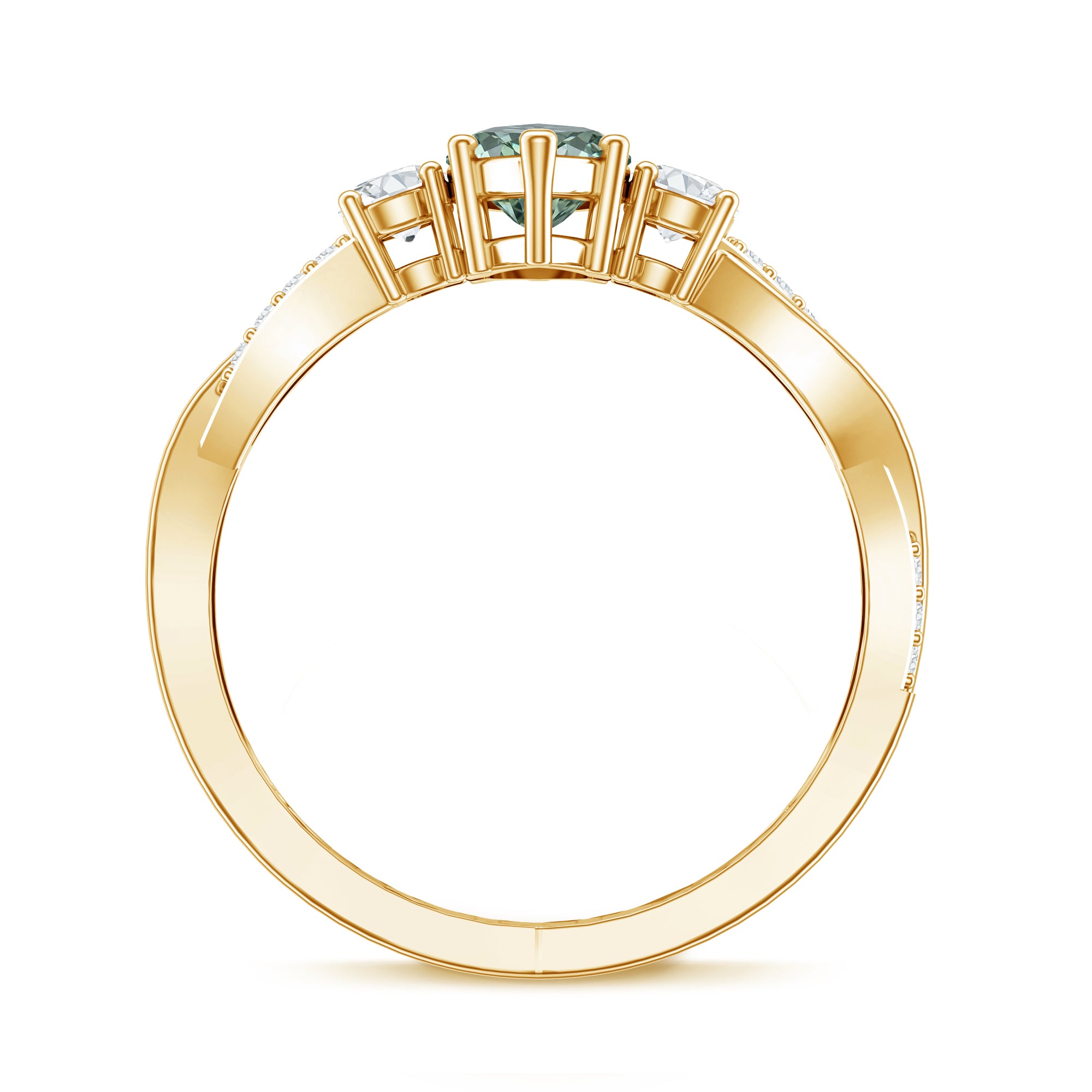 2 Carat Marquise Cut Lab Green Diamond Crossover Engagement Ring with IGI Certificate Vivid Green - VS1 - Rosec Jewels