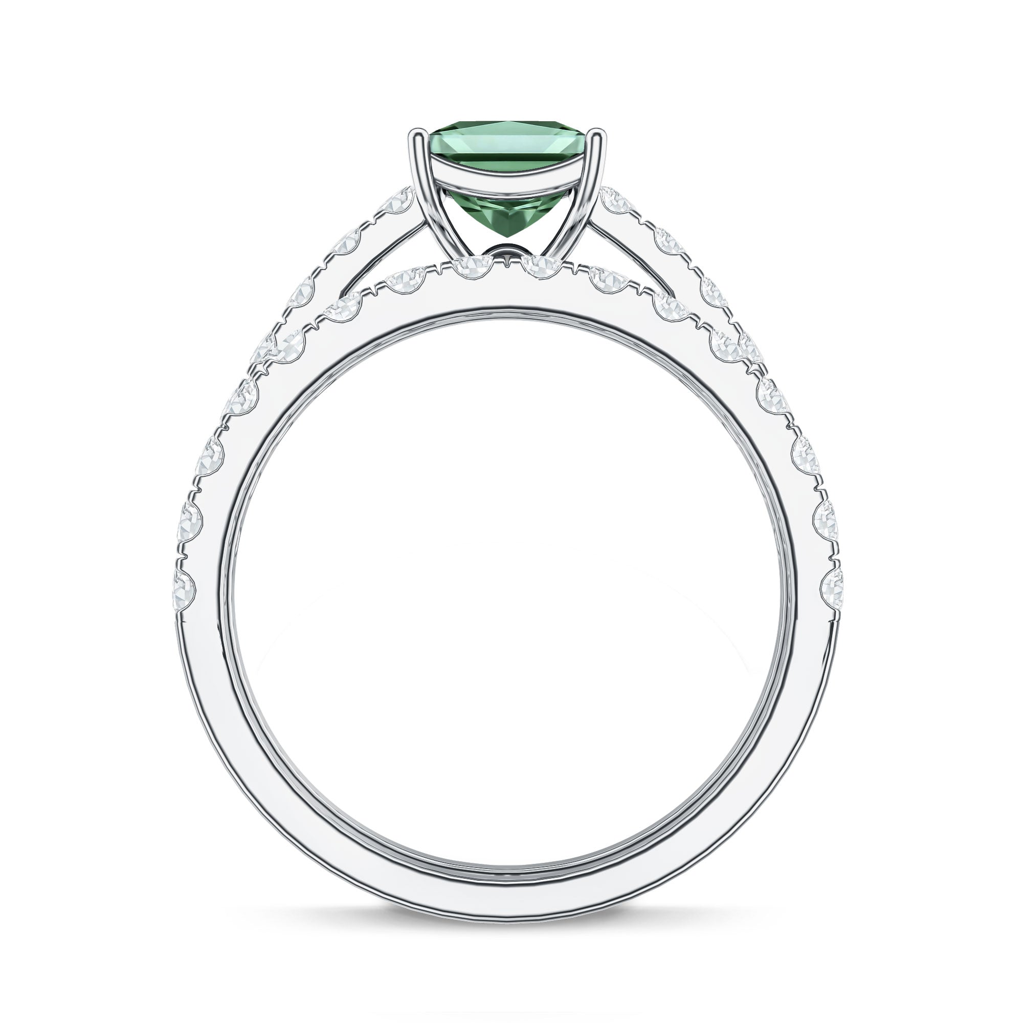 IGI Certified 1 Carat Princess Cut Lab Grown Green Diamond Bridal Ring Set Vivid Green - VS1 - Rosec Jewels
