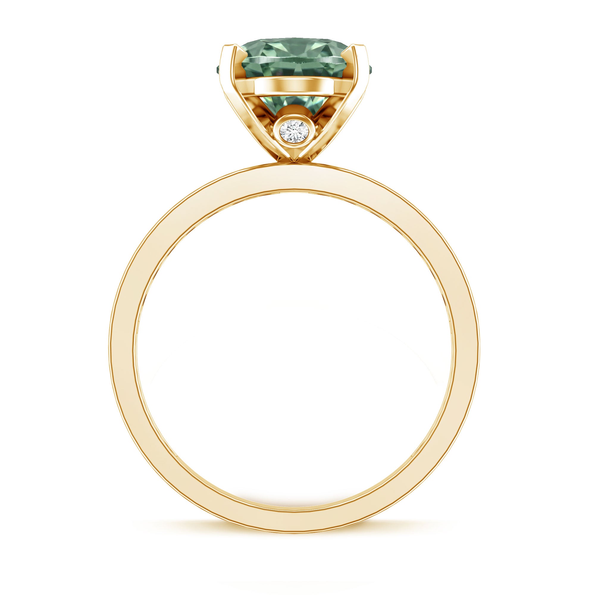 3 Carat IGI Certified Lab Green Diamond Solitaire Oval Engagement Ring with Side Stones Vivid Green - VS1 - Rosec Jewels