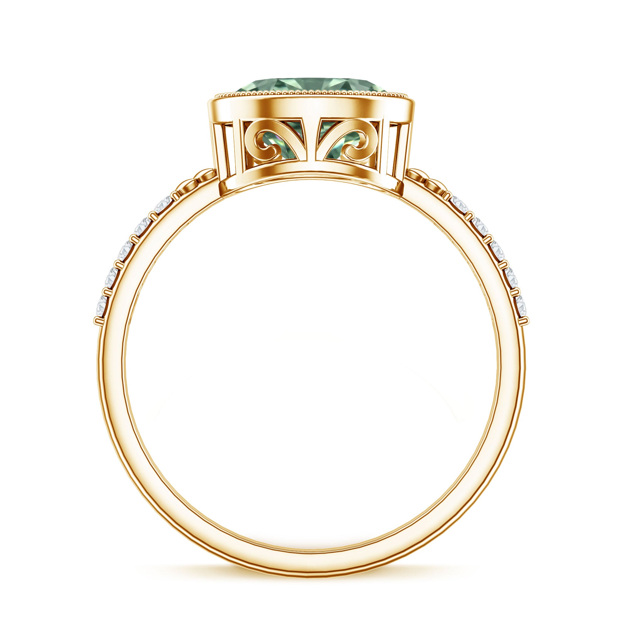 2 Carat Lab Grown Green Diamond East West Oval Engagement Ring with IGI Certificate Vivid Green - VS1 - Rosec Jewels
