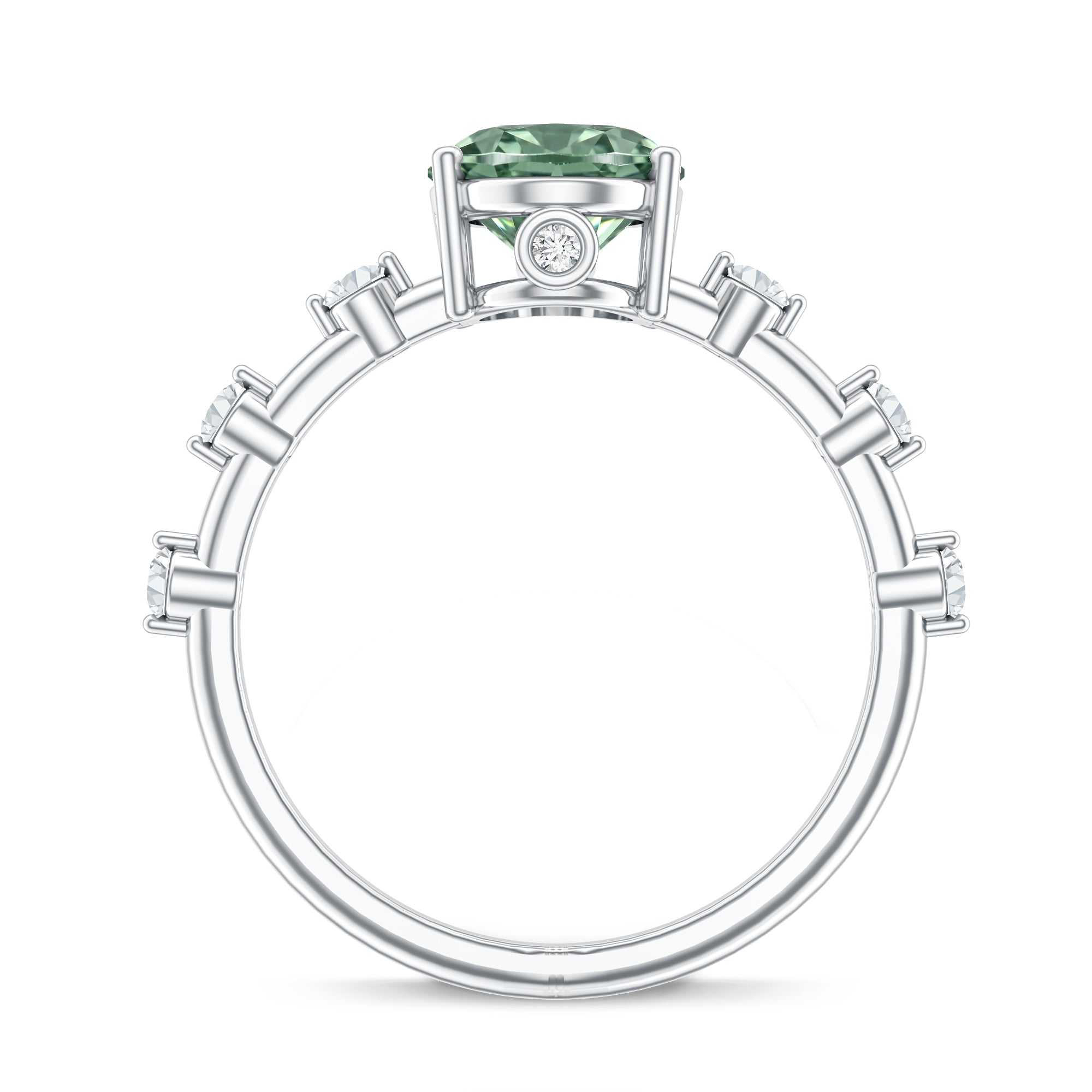2 Carat Oval Lab Grown Green Diamond Solitaire Engagement Ring with IGI Certificate Vivid Green - VS1 - Rosec Jewels