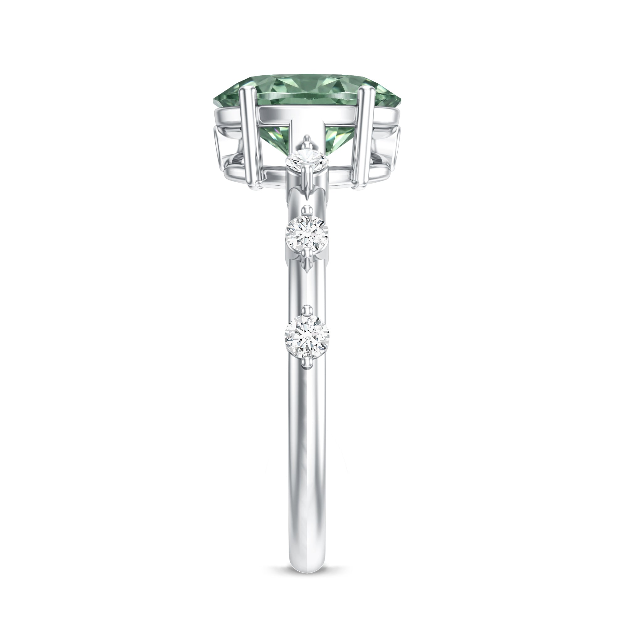 2 Carat Oval Lab Grown Green Diamond Solitaire Engagement Ring with IGI Certificate Vivid Green - VS1 - Rosec Jewels