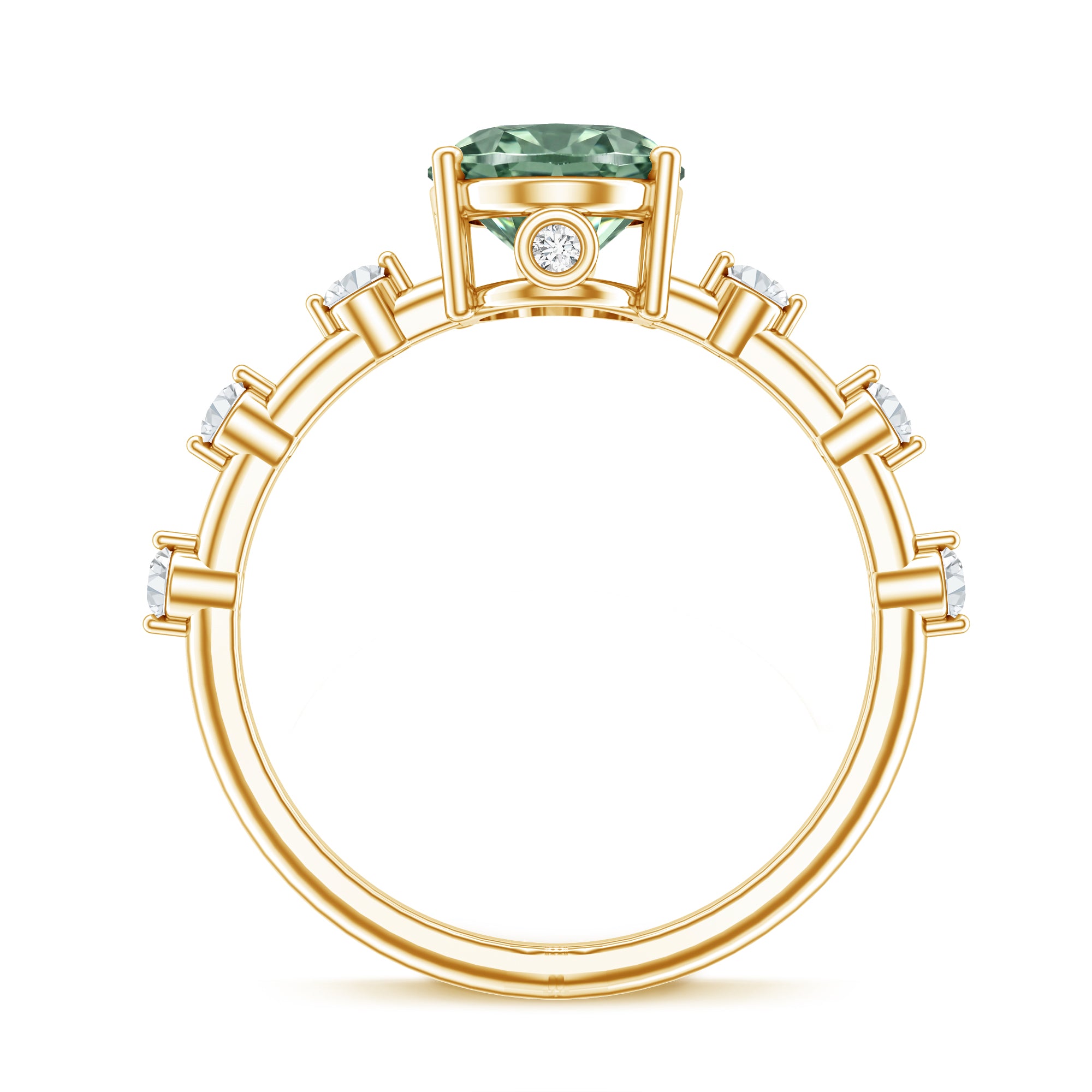2 Carat Oval Lab Grown Green Diamond Solitaire Engagement Ring with IGI Certificate Vivid Green - VS1 - Rosec Jewels