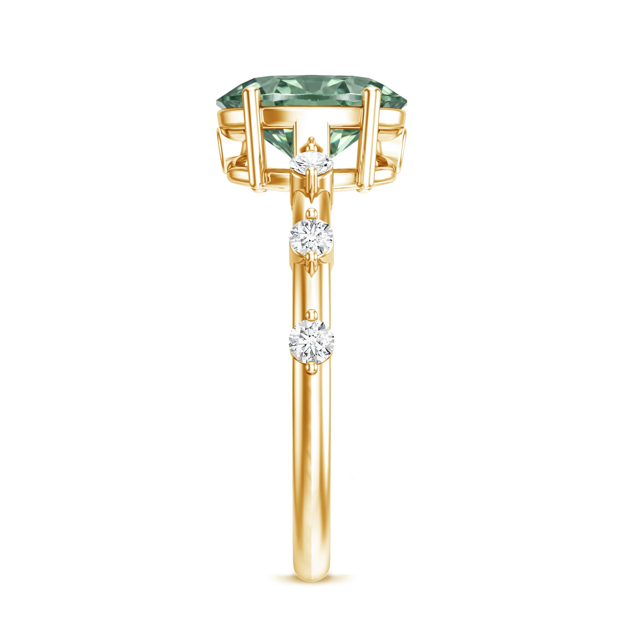 2 Carat Oval Lab Grown Green Diamond Solitaire Engagement Ring with IGI Certificate Vivid Green - VS1 - Rosec Jewels