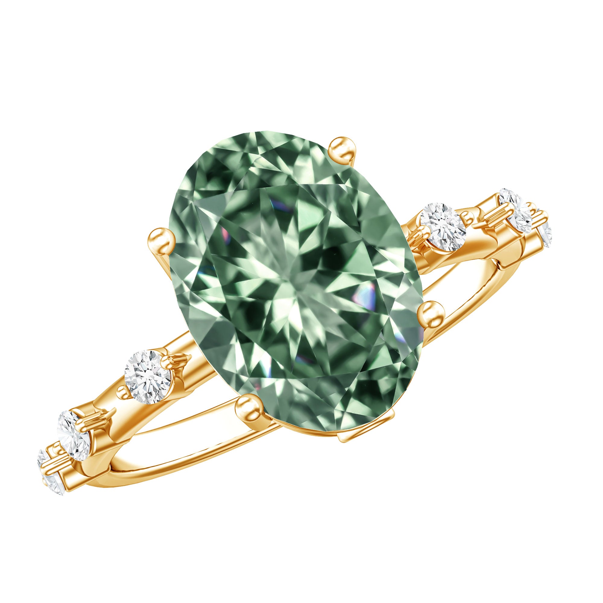 Rosec Jewels-Lab Grown Green Diamond 3 Carat Oval Engagement Ring IGI Certified