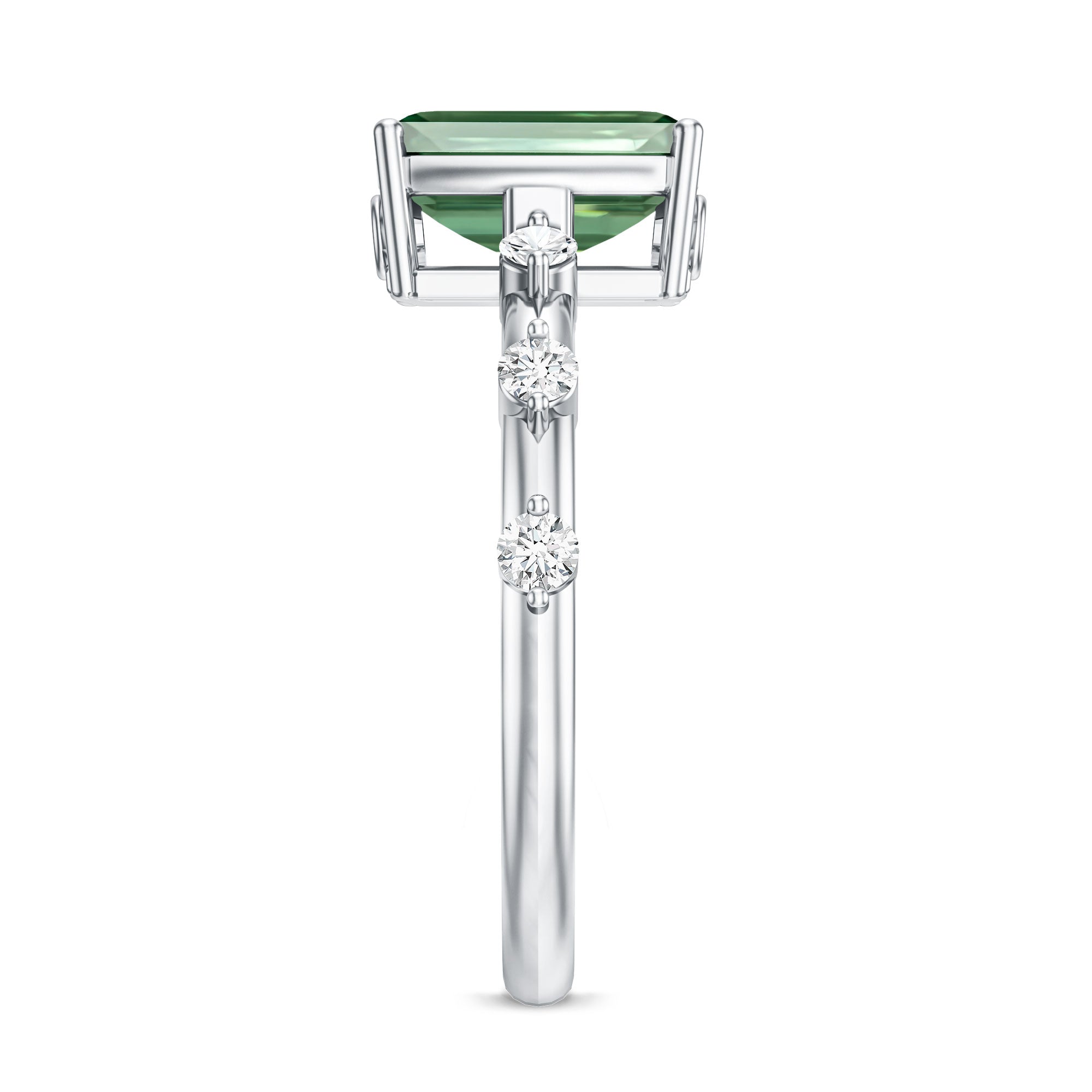 Rosec Jewels-IGI Certified Lab Grown Green Diamond Emerald Cut Engagement Ring 2 Carat