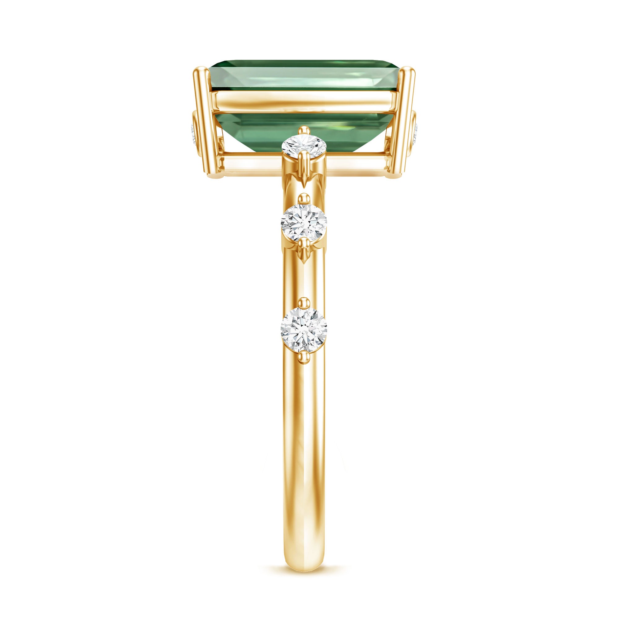 3 Carat Emerald Cut Lab Grown Green Diamond Engagement Ring IGI Certified Vivid Green - VS1 - Rosec Jewels