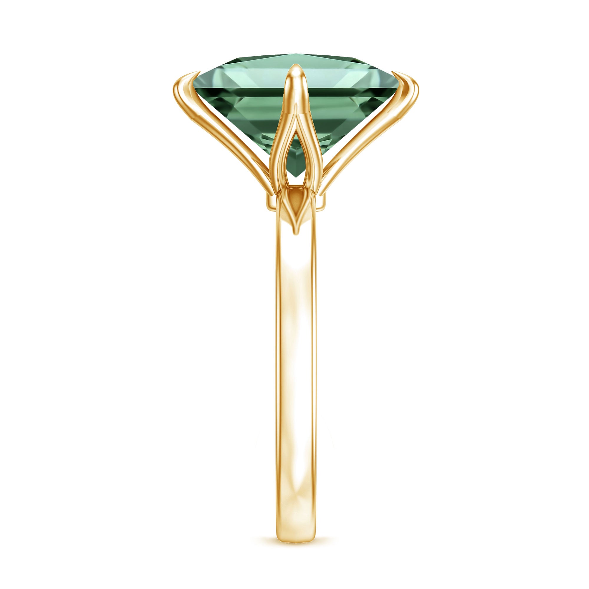 Solitaire 5 Carat Lab Grown Green Diamond Princess Cut Engagement Ring IGI Certified Vivid Green - VS1 - Rosec Jewels