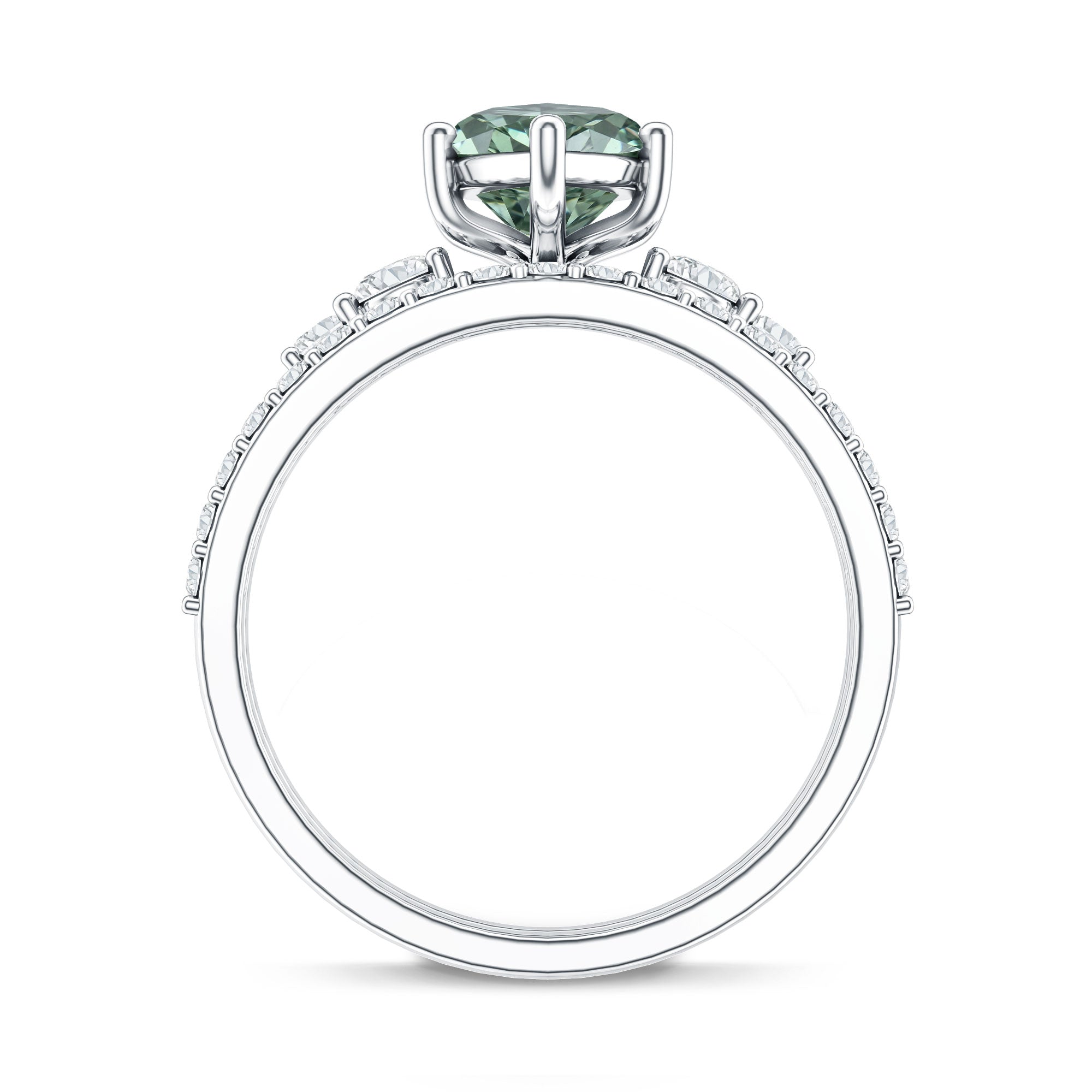 Rosec Jewels-IGI Certified 2 Carat Marquise Cut Lab Grown Green and White Diamond Bridal Ring Set