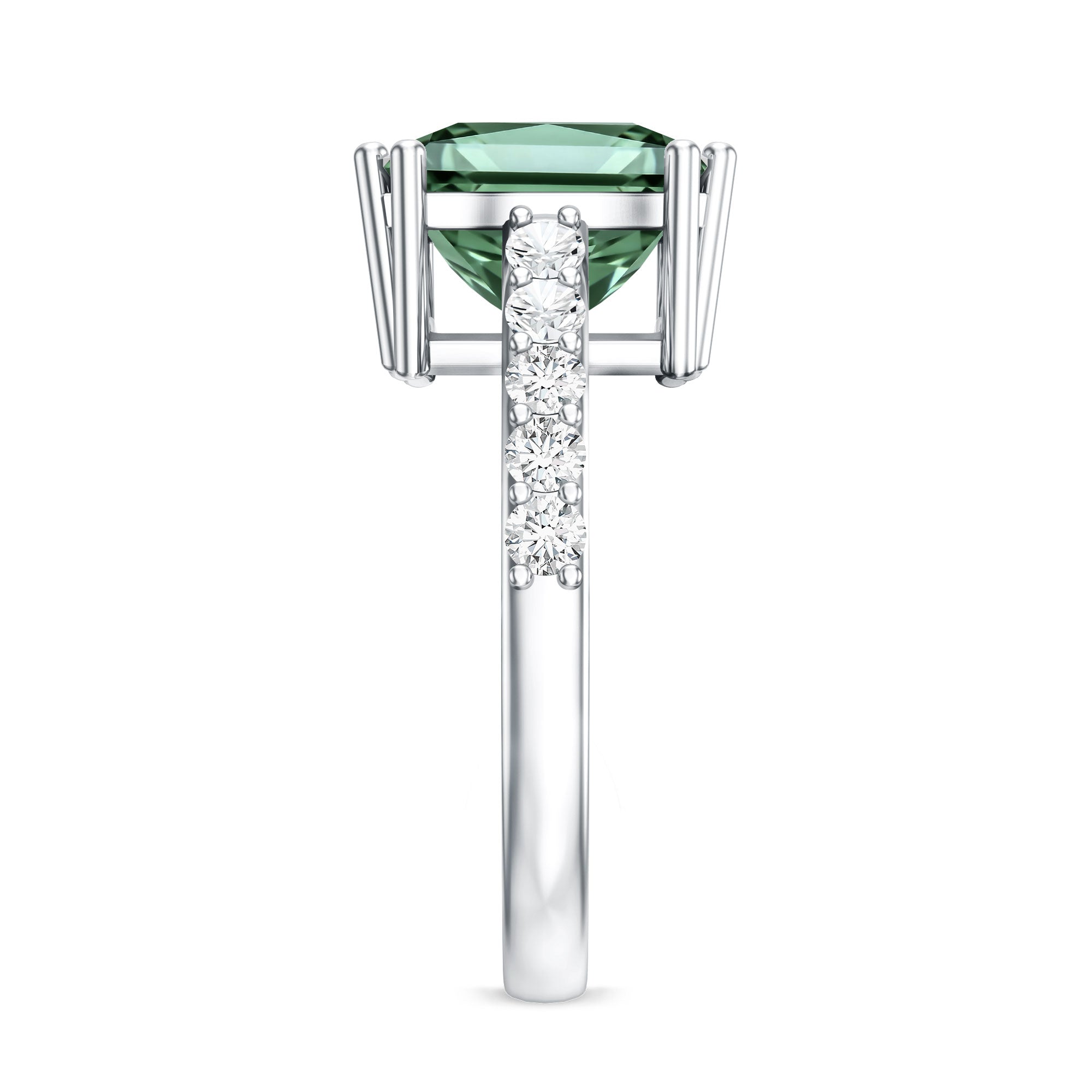 5 Carat Princess Cut Lab Grown Green Diamond Big Engagement Ring with IGI Certificate Vivid Green - VS1 - Rosec Jewels