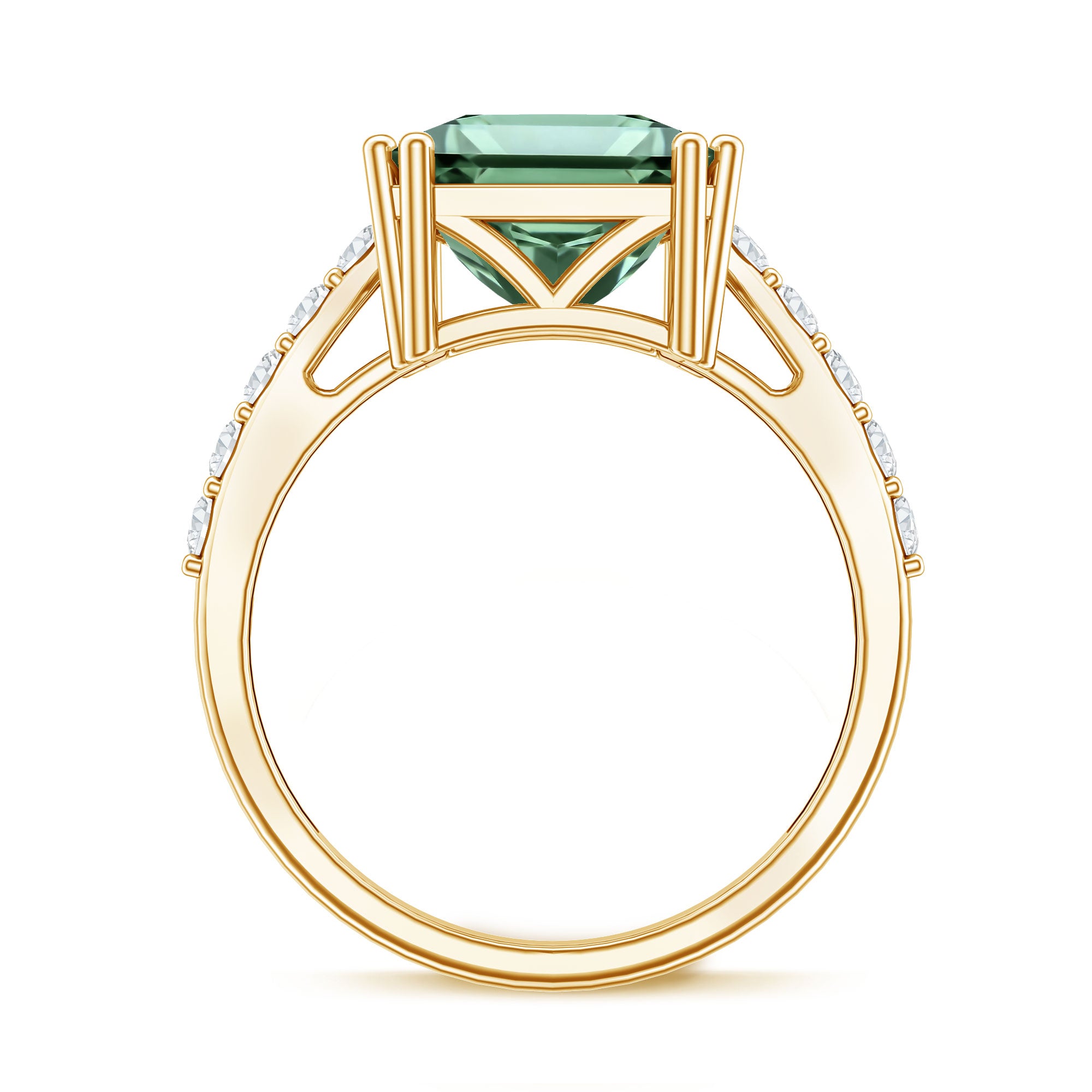 5 Carat Princess Cut Lab Grown Green Diamond Big Engagement Ring with IGI Certificate Vivid Green - VS1 - Rosec Jewels