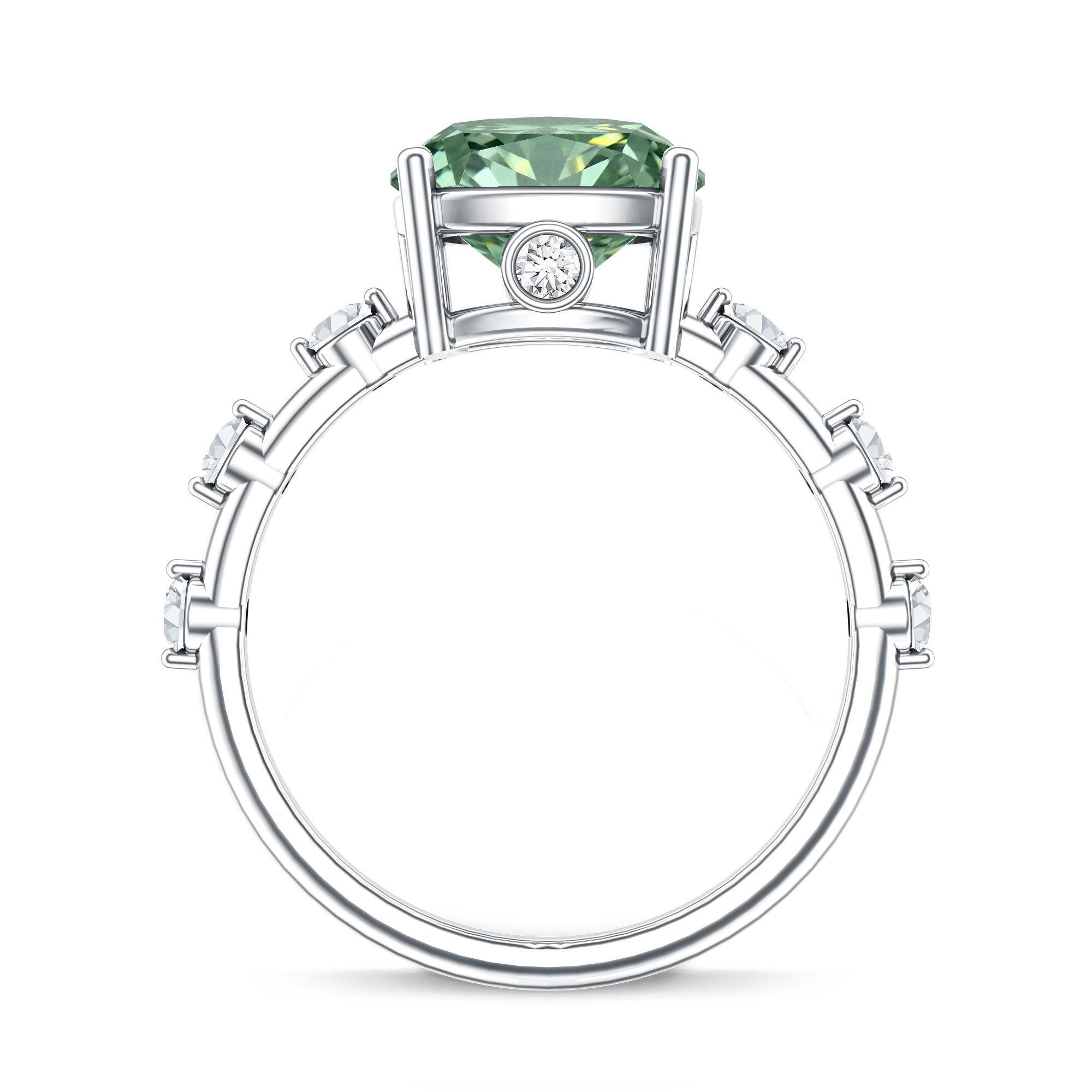 IGI Certified 4 Carat Cushion Cut Lab Grown Green Diamond Solitaire Engagement Ring Vivid Green - VS1 - Rosec Jewels