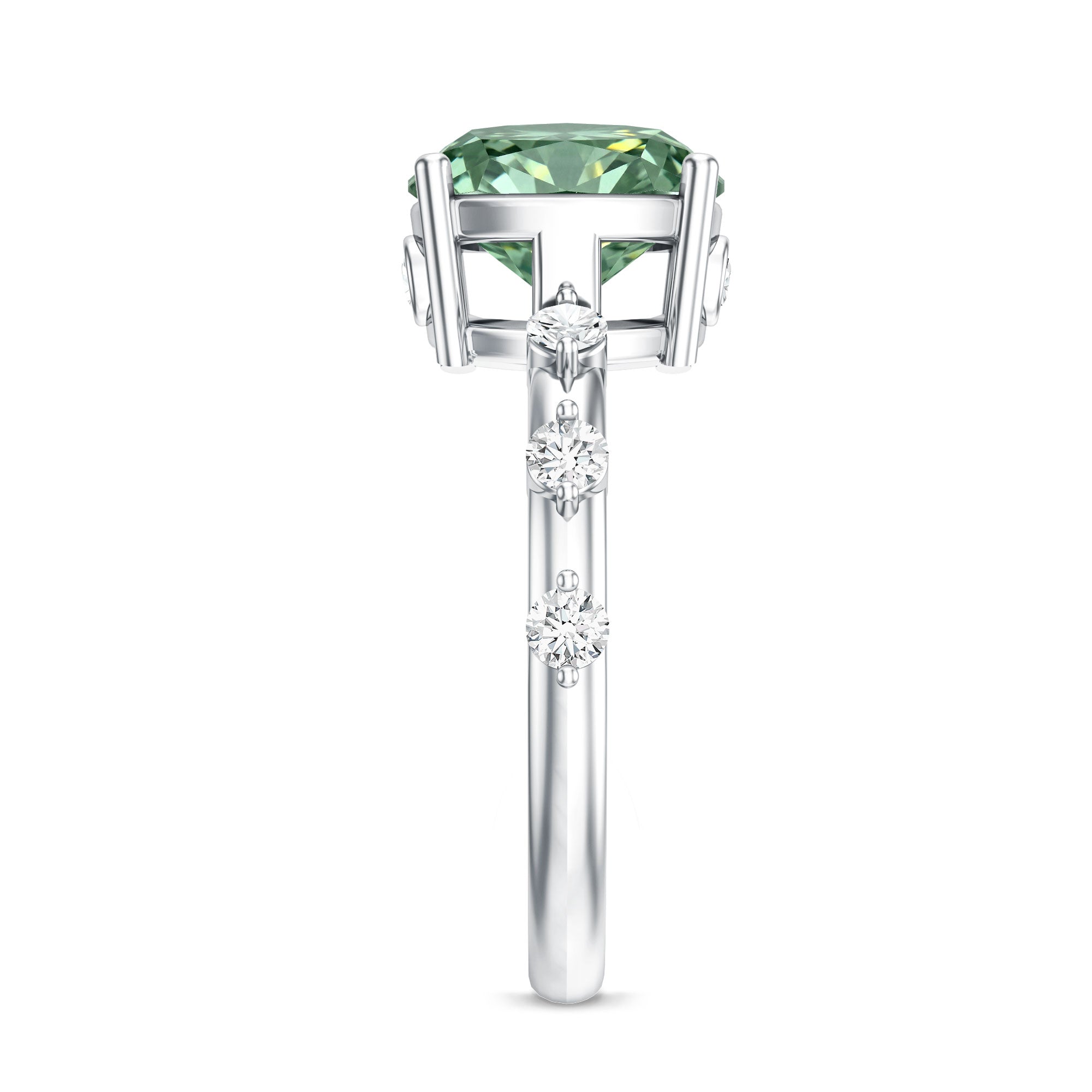 IGI Certified 4 Carat Cushion Cut Lab Grown Green Diamond Solitaire Engagement Ring Vivid Green - VS1 - Rosec Jewels