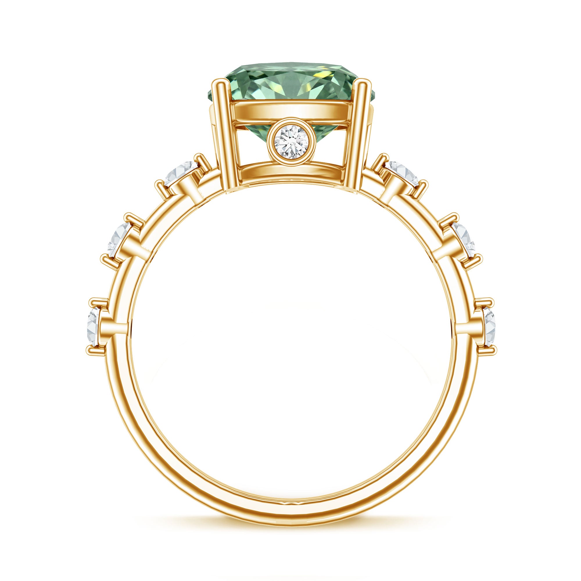 IGI Certified 4 Carat Cushion Cut Lab Grown Green Diamond Solitaire Engagement Ring Vivid Green - VS1 - Rosec Jewels