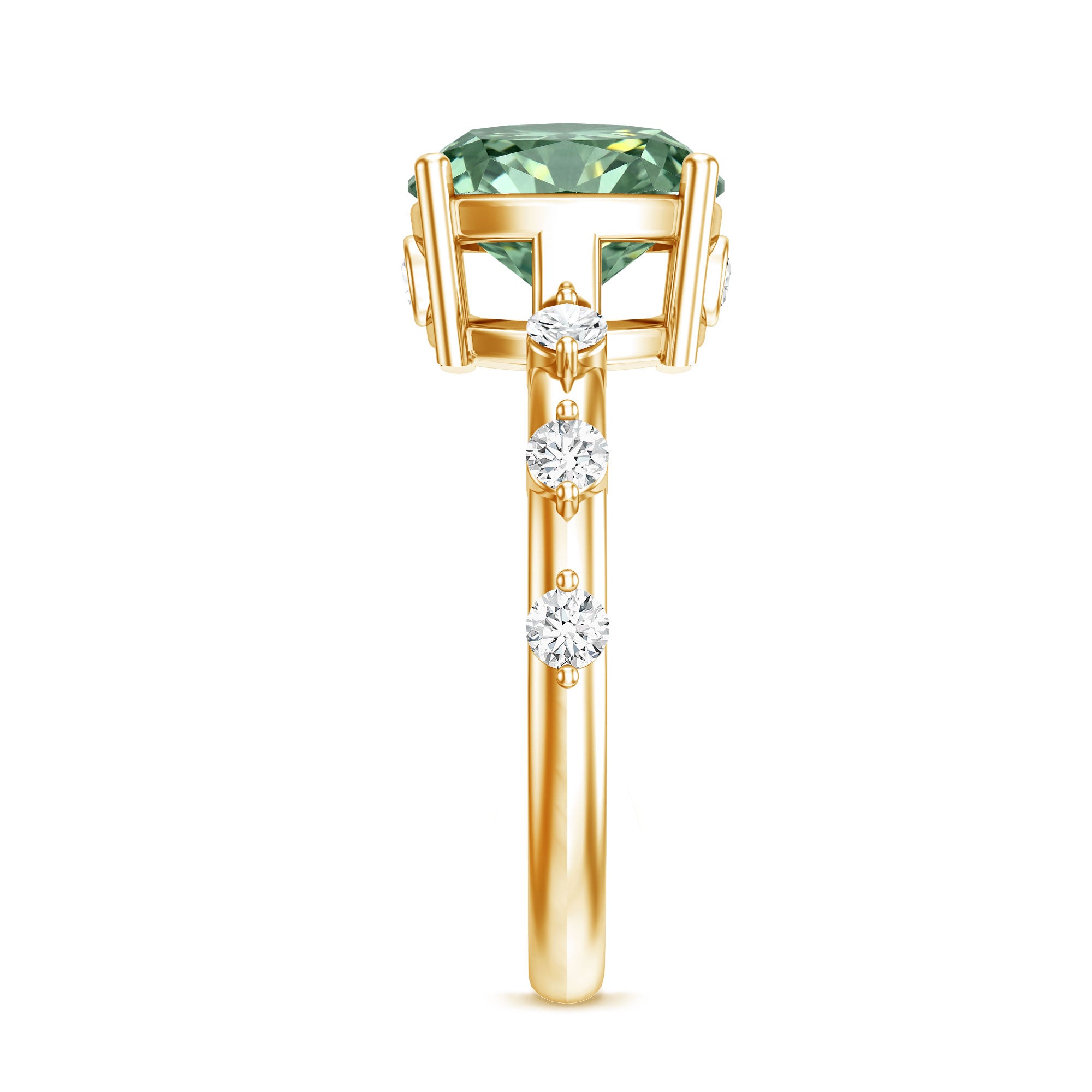 IGI Certified 4 Carat Cushion Cut Lab Grown Green Diamond Solitaire Engagement Ring Vivid Green - VS1 - Rosec Jewels