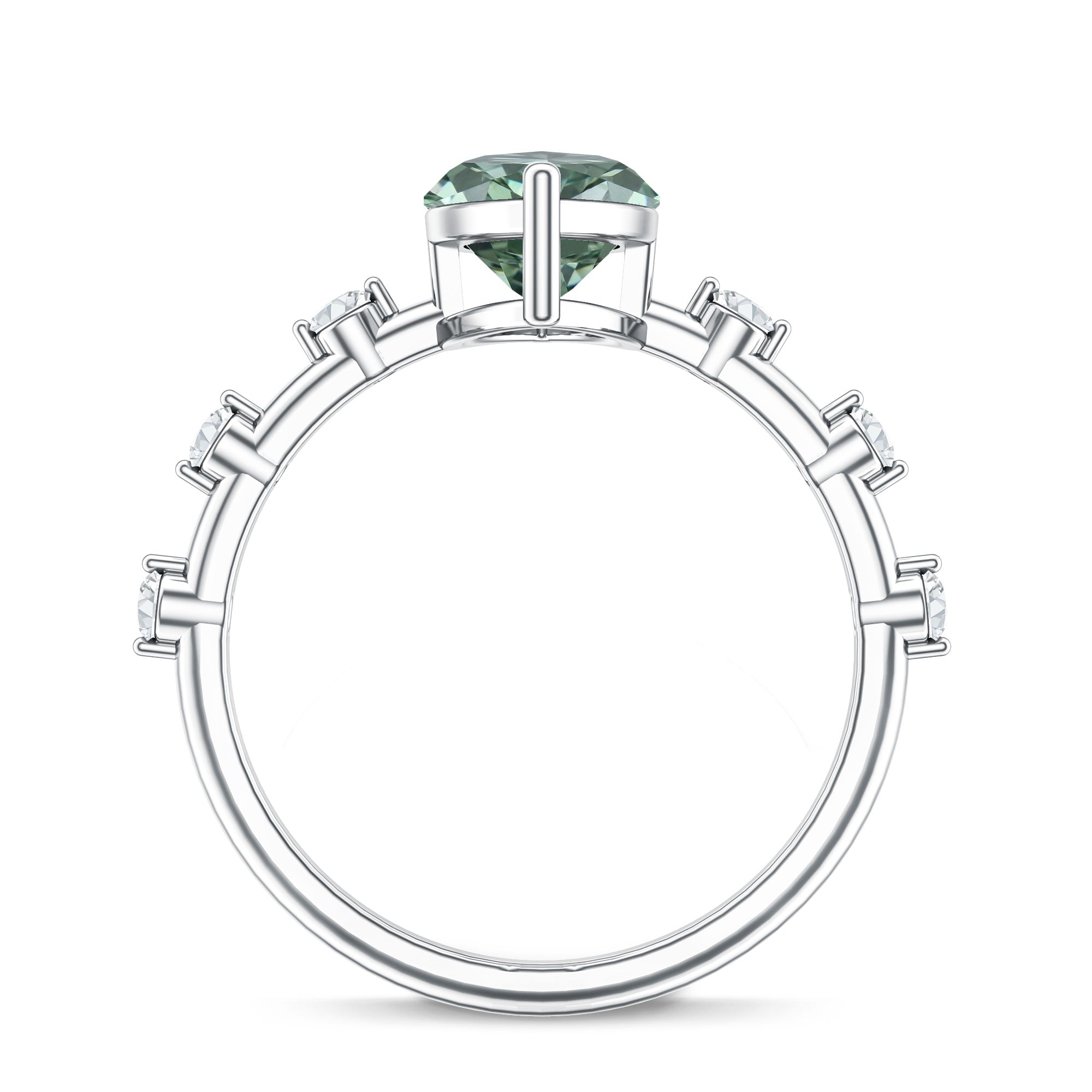 Marquise Cut 2 Carat Lab Grown Green Diamond Solitaire Engagement Ring IGI Certified Vivid Green - VS1 - Rosec Jewels