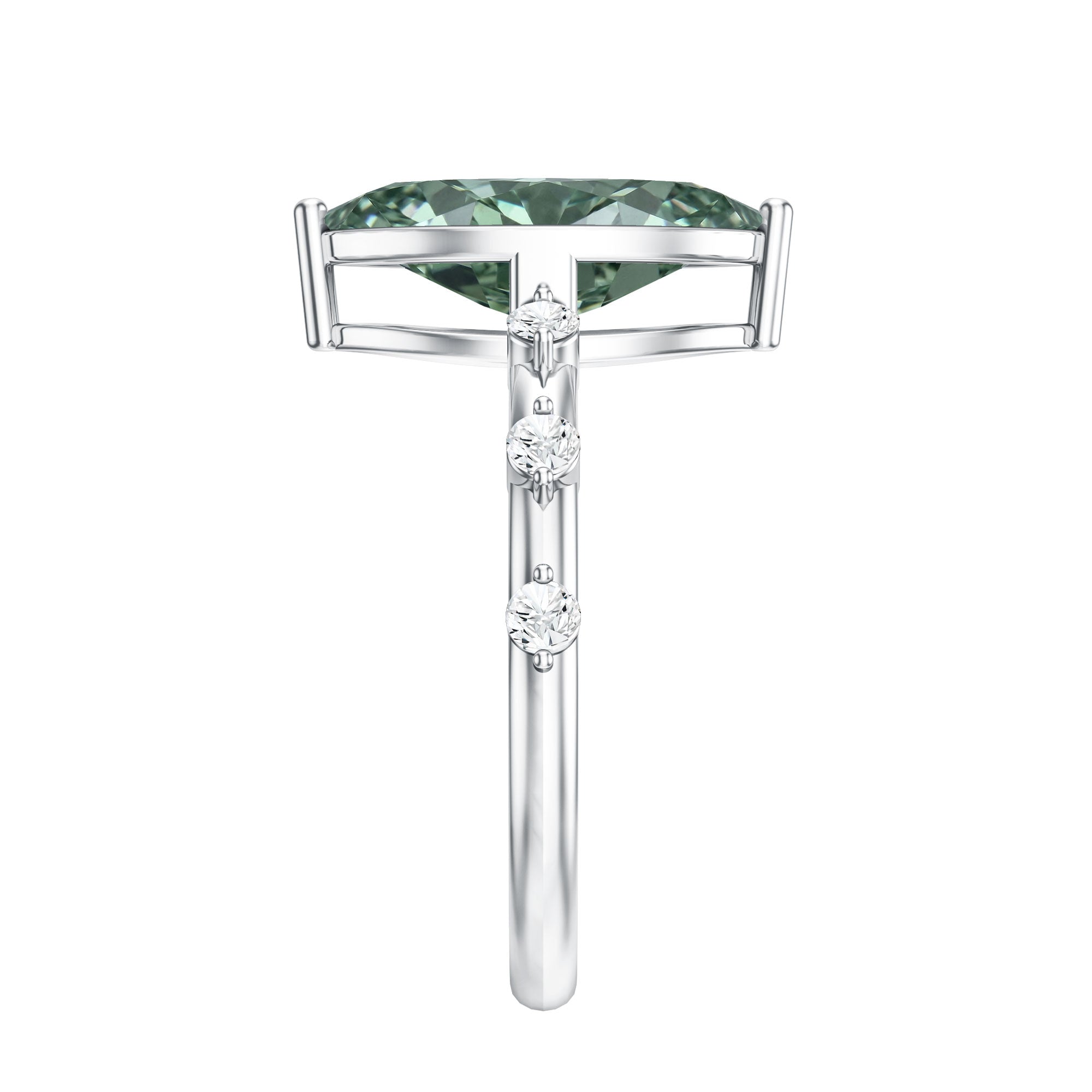 Marquise Cut 2 Carat Lab Grown Green Diamond Solitaire Engagement Ring IGI Certified Vivid Green - VS1 - Rosec Jewels
