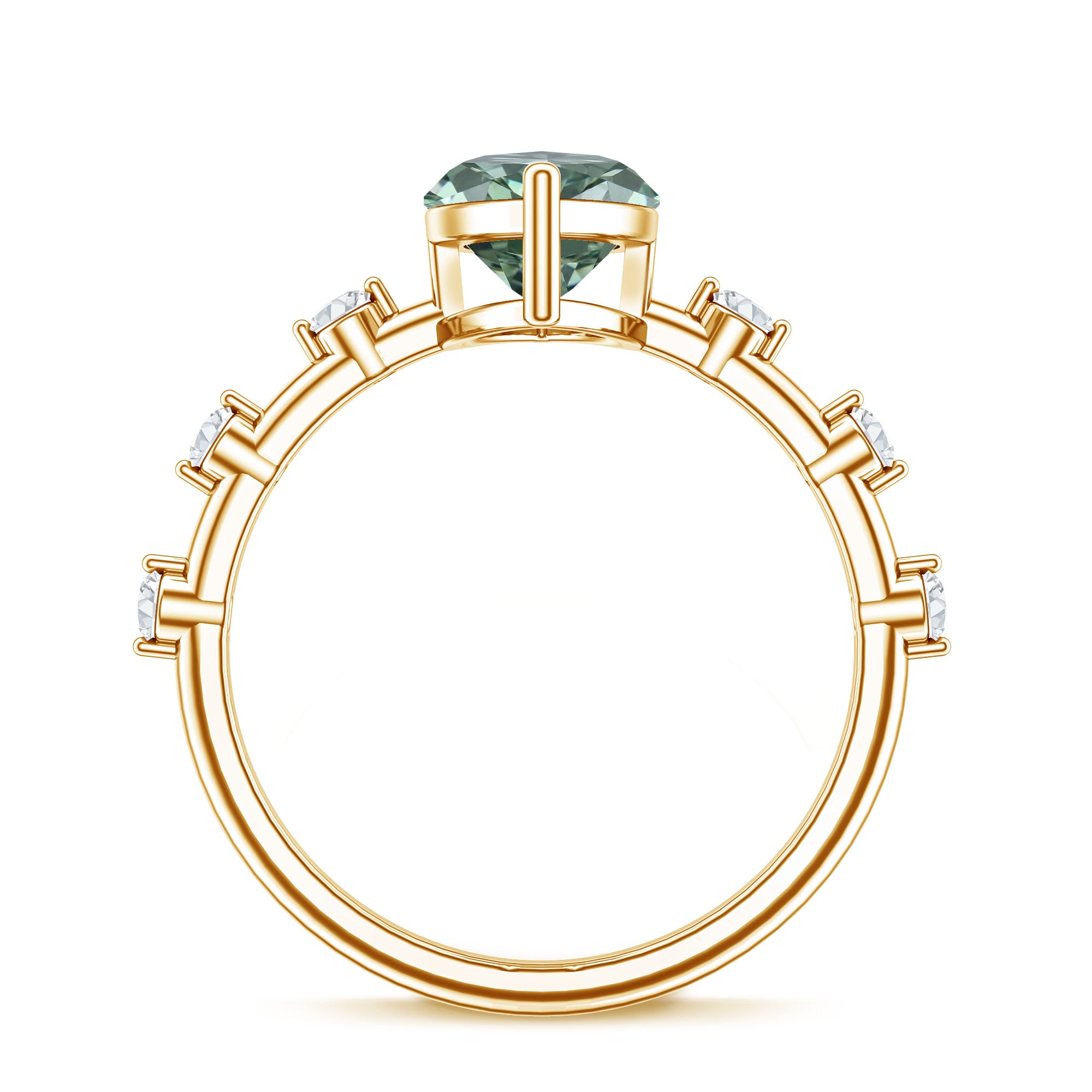 Marquise Cut 2 Carat Lab Grown Green Diamond Solitaire Engagement Ring IGI Certified Vivid Green - VS1 - Rosec Jewels