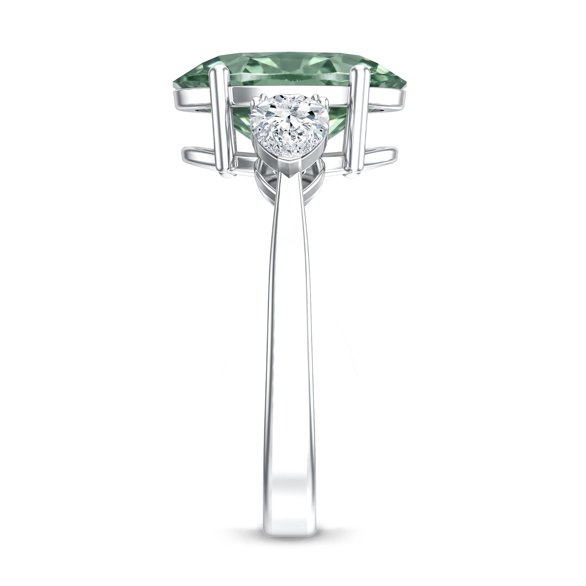Lab Grown 3 Carat Green Diamond Past Present Future Ring with IGI Certificate Vivid Green - VS1 - Rosec Jewels