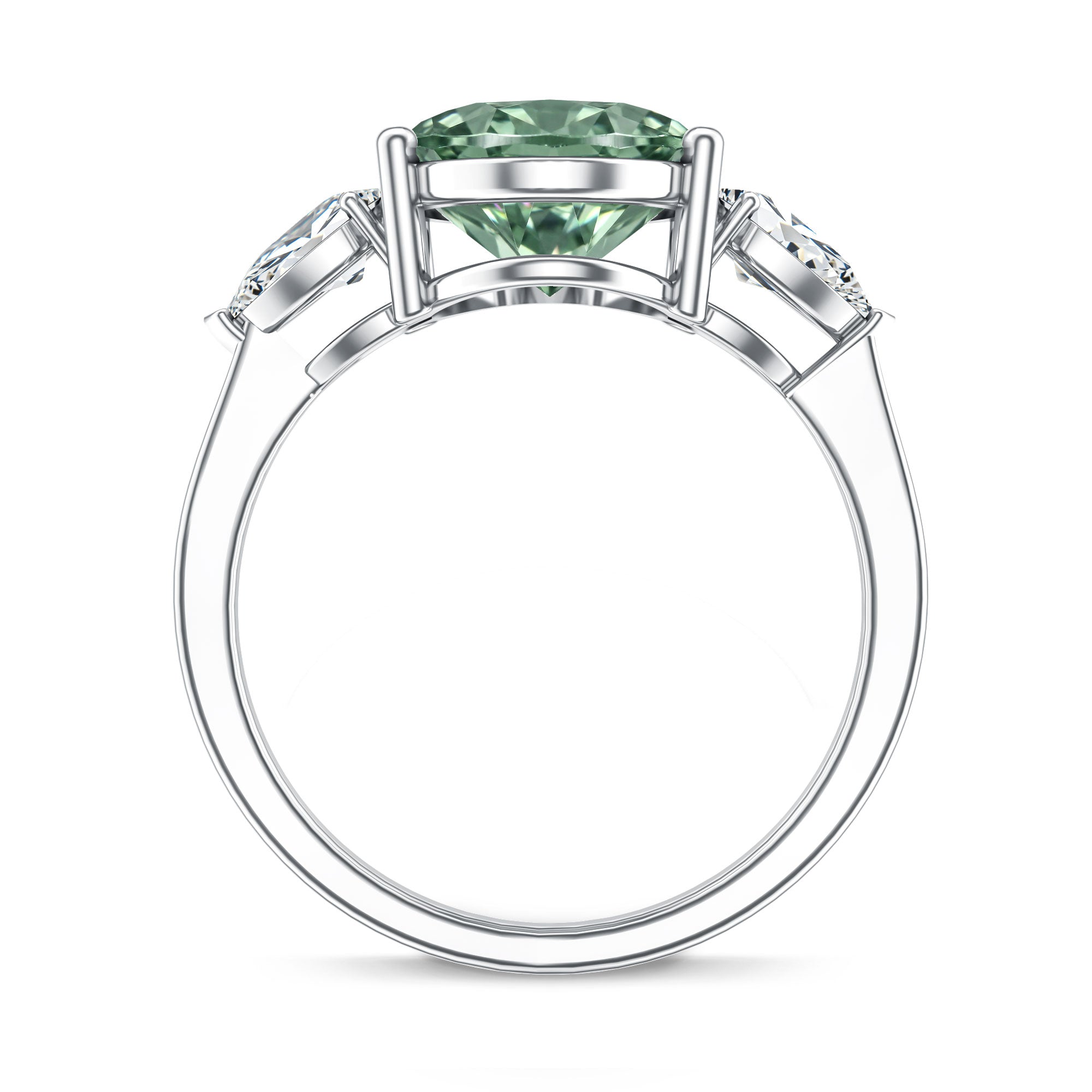 4 Carat Lab Grown Green Diamond Large Engagement Ring with IGI Certificate Vivid Green - VS1 - Rosec Jewels