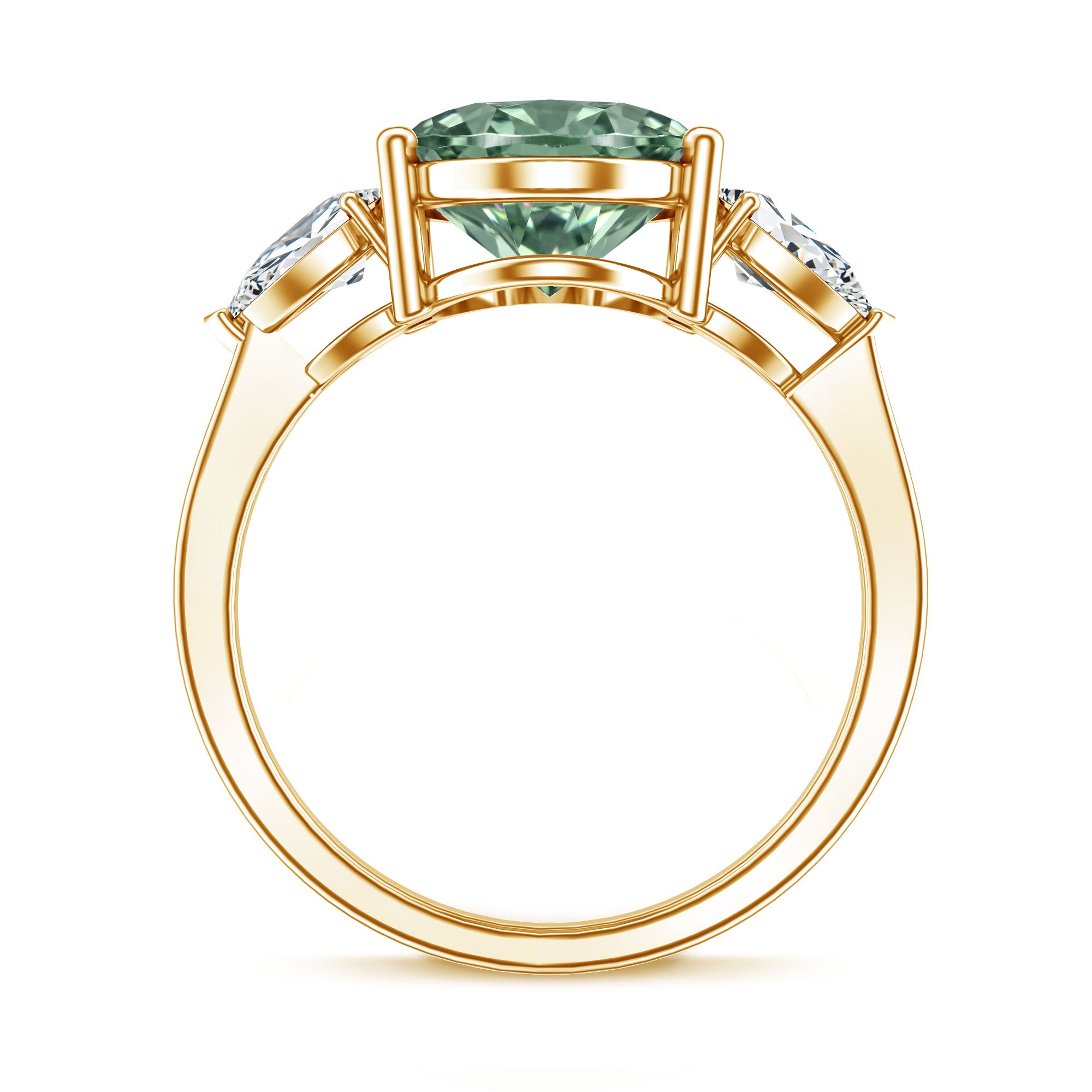 4 Carat Lab Grown Green Diamond Large Engagement Ring with IGI Certificate Vivid Green - VS1 - Rosec Jewels