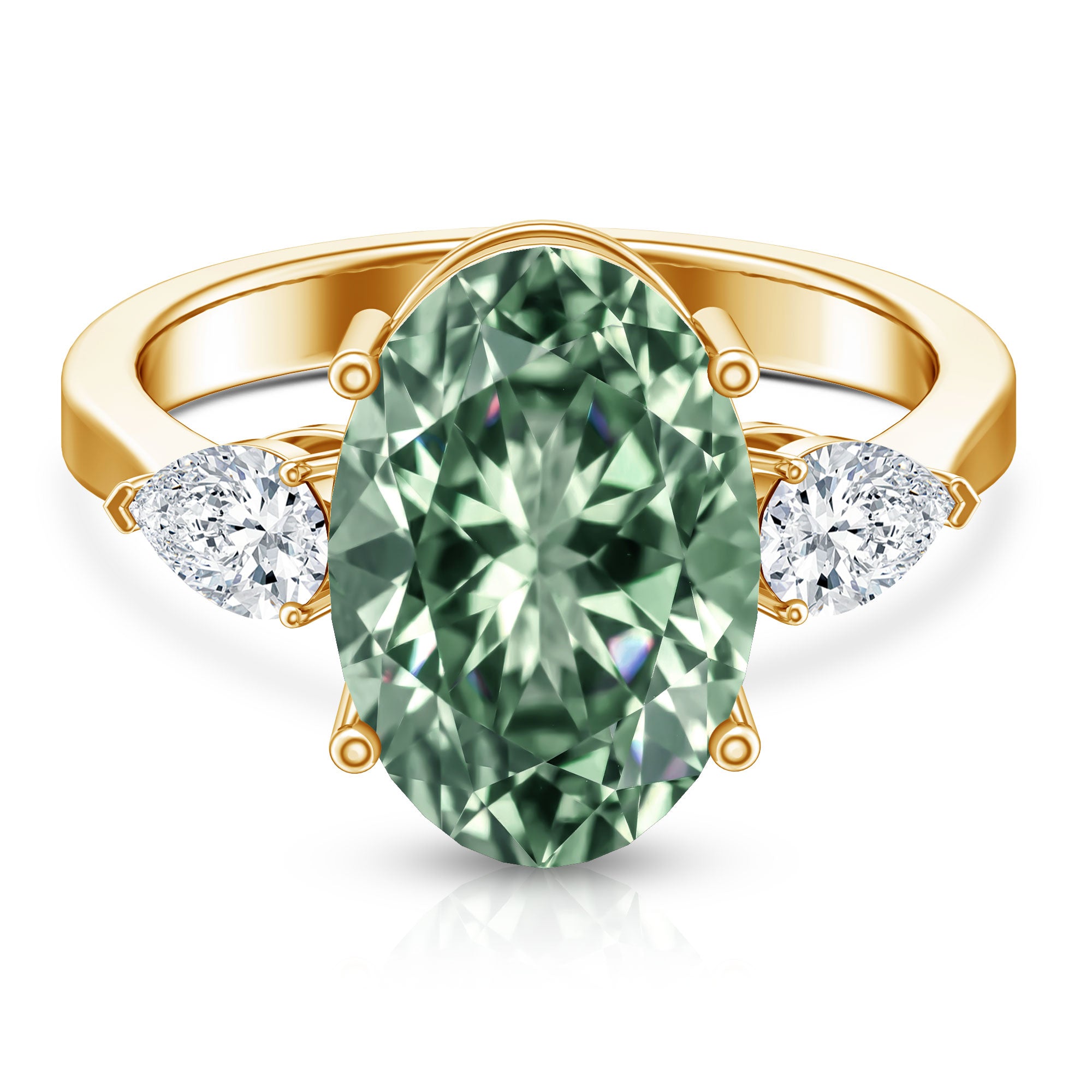 4 Carat Lab Grown Green Diamond Large Engagement Ring with IGI Certificate Vivid Green - VS1 - Rosec Jewels