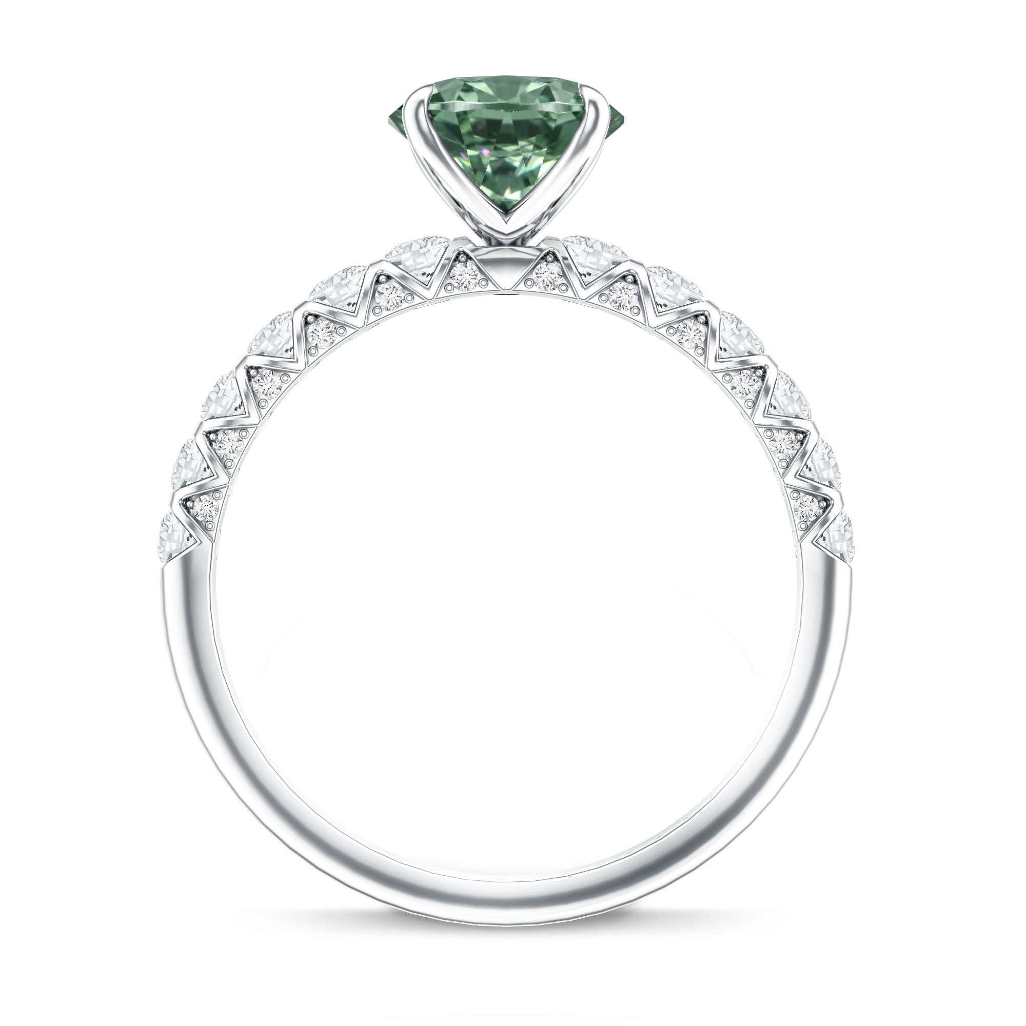 Rosec Jewels-IGI Certified 2 Carat Lab Green Diamond Oval Engagement Ring with Side Stones