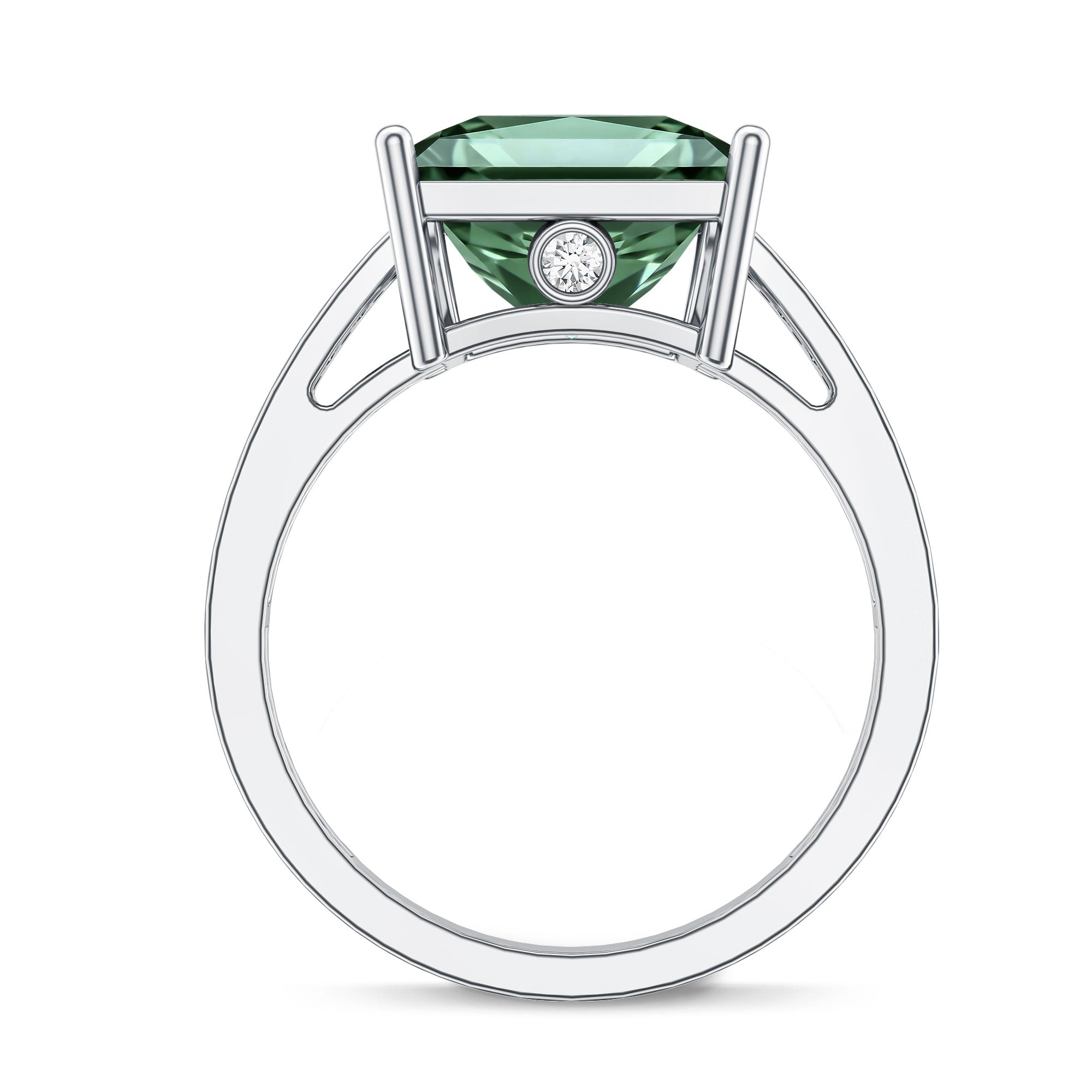 Princess Cut Lab Grown Green Diamond 5 Carat Engagement Ring IGI Certified Vivid Green - VS1 - Rosec Jewels