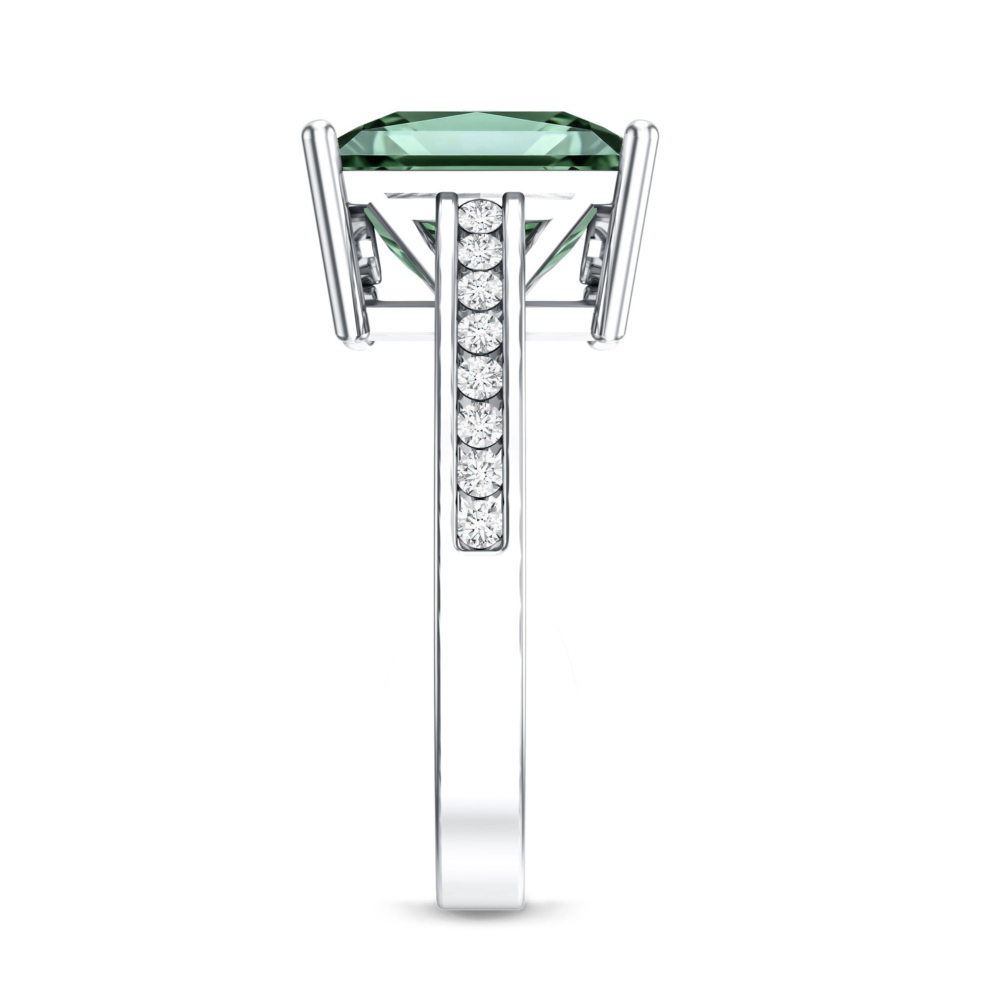 Princess Cut Lab Grown Green Diamond 5 Carat Engagement Ring IGI Certified Vivid Green - VS1 - Rosec Jewels
