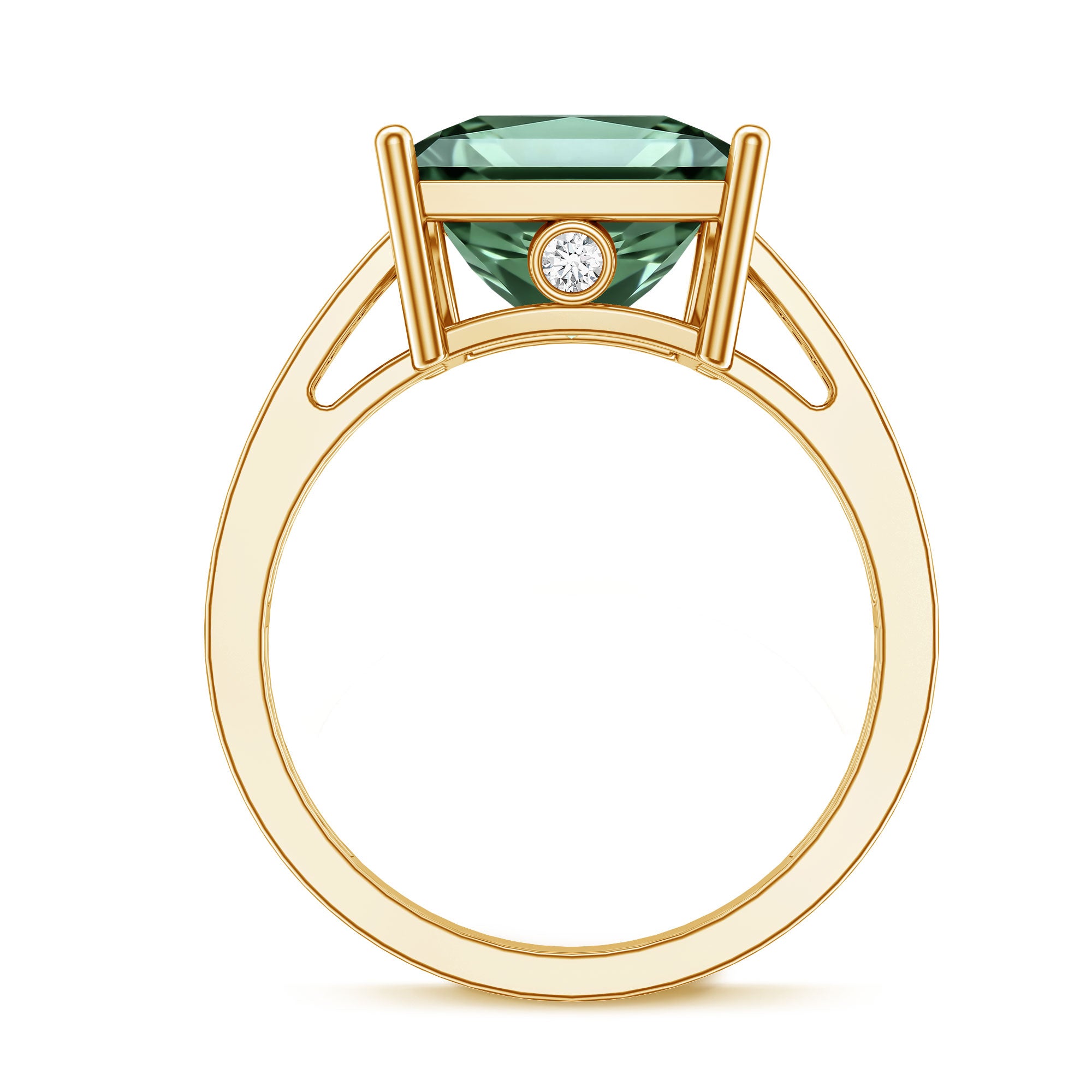 Princess Cut Lab Grown Green Diamond 5 Carat Engagement Ring IGI Certified Vivid Green - VS1 - Rosec Jewels