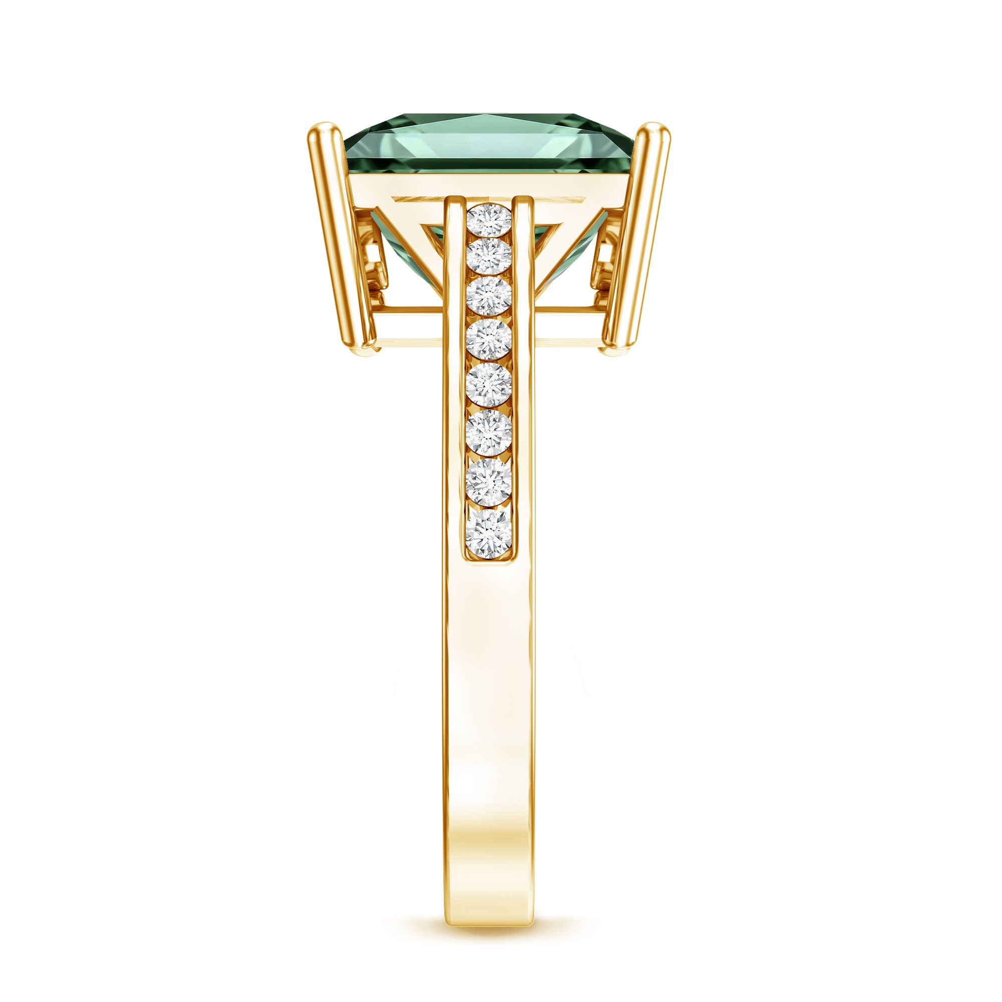 Princess Cut Lab Grown Green Diamond 5 Carat Engagement Ring IGI Certified Vivid Green - VS1 - Rosec Jewels