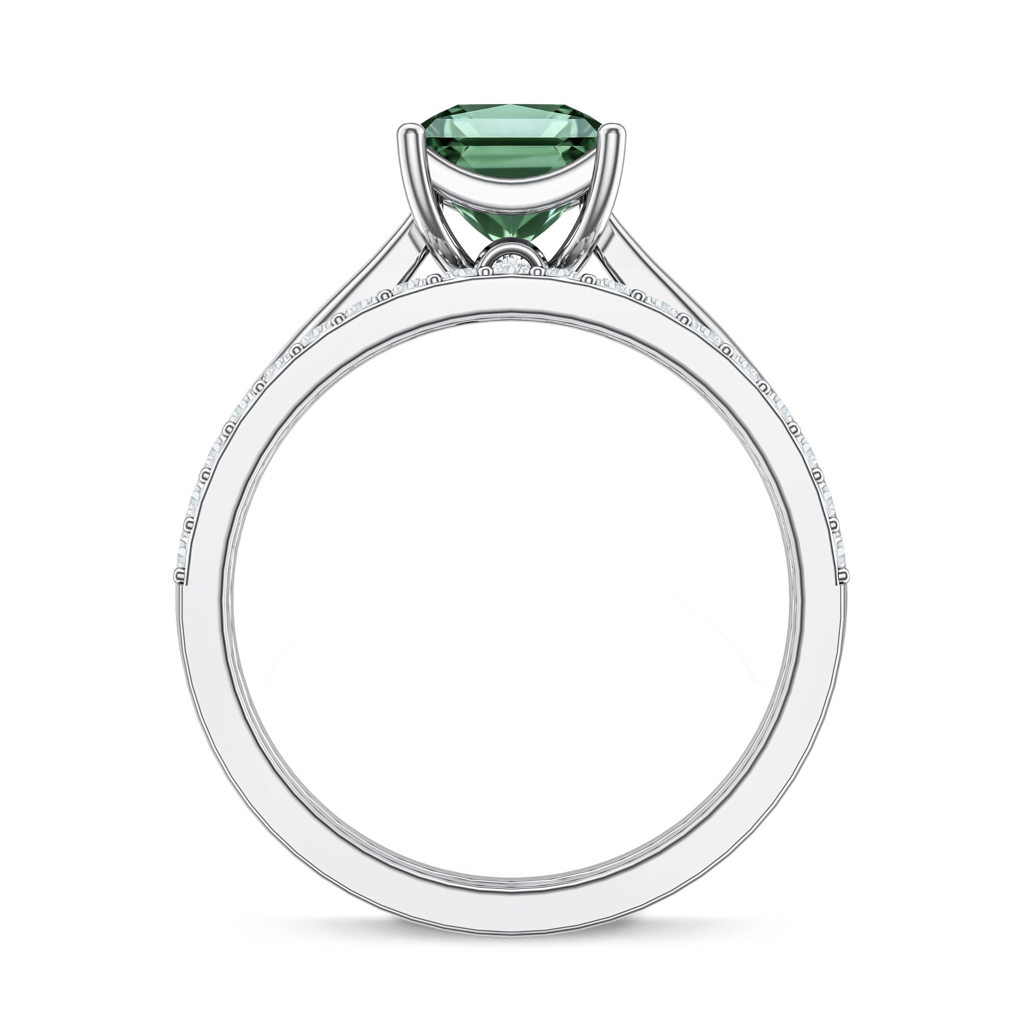 2 Carat Princess Cut Lab Grown Green and White Diamond Wedding Ring Set for Women Vivid Green - VS1 - Rosec Jewels