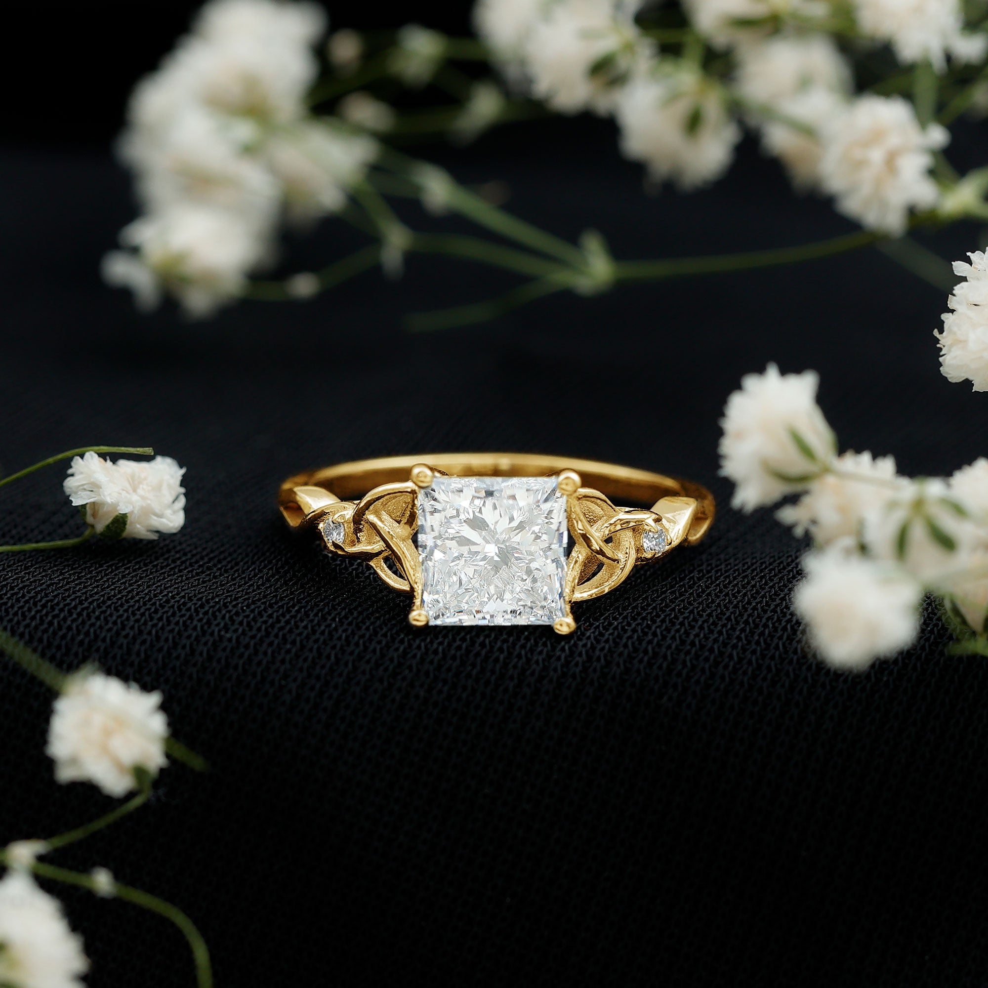 Princess Cut 2 Carat Lab Grown Diamond Celtic Engagement Ring with IGI Certificate Lab - ( E-VS1 ) - Rosec Jewels
