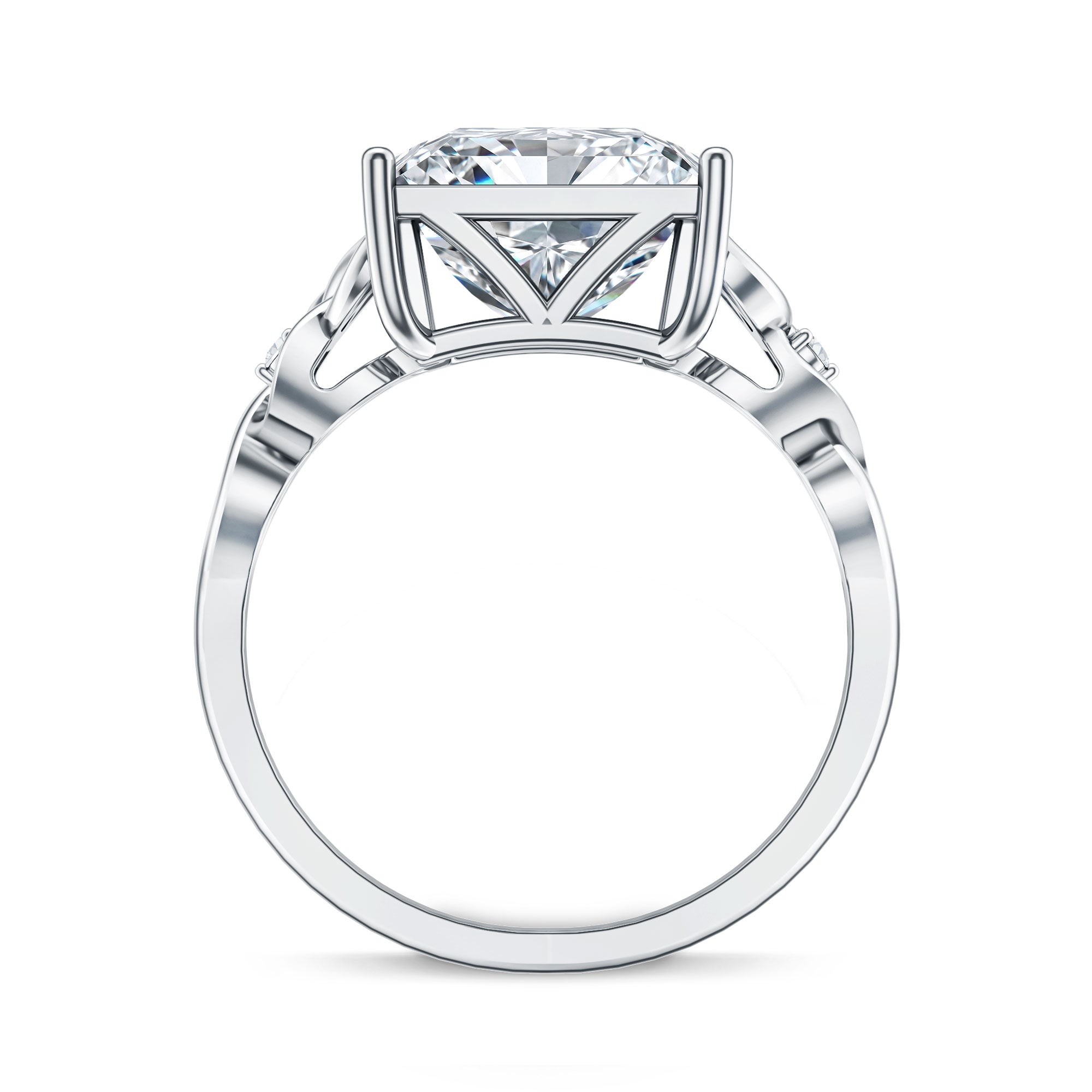 5 Carat Princess Cut Lab Grown Diamond Celtic Design Engagement Ring IGI Certified Lab - ( E-VS1 ) - Rosec Jewels